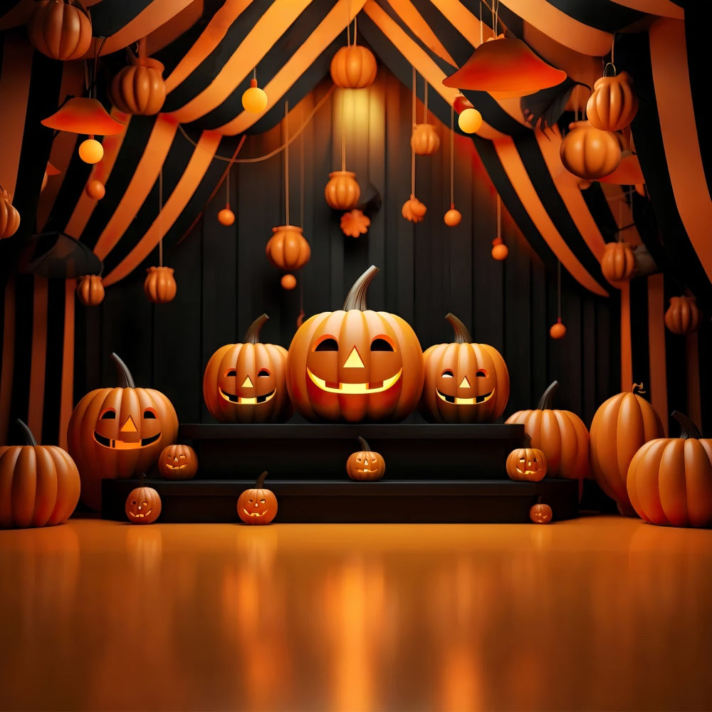 Glow and Smiling Pumpkins Halloween Stage Backdrop UK BRP8-214