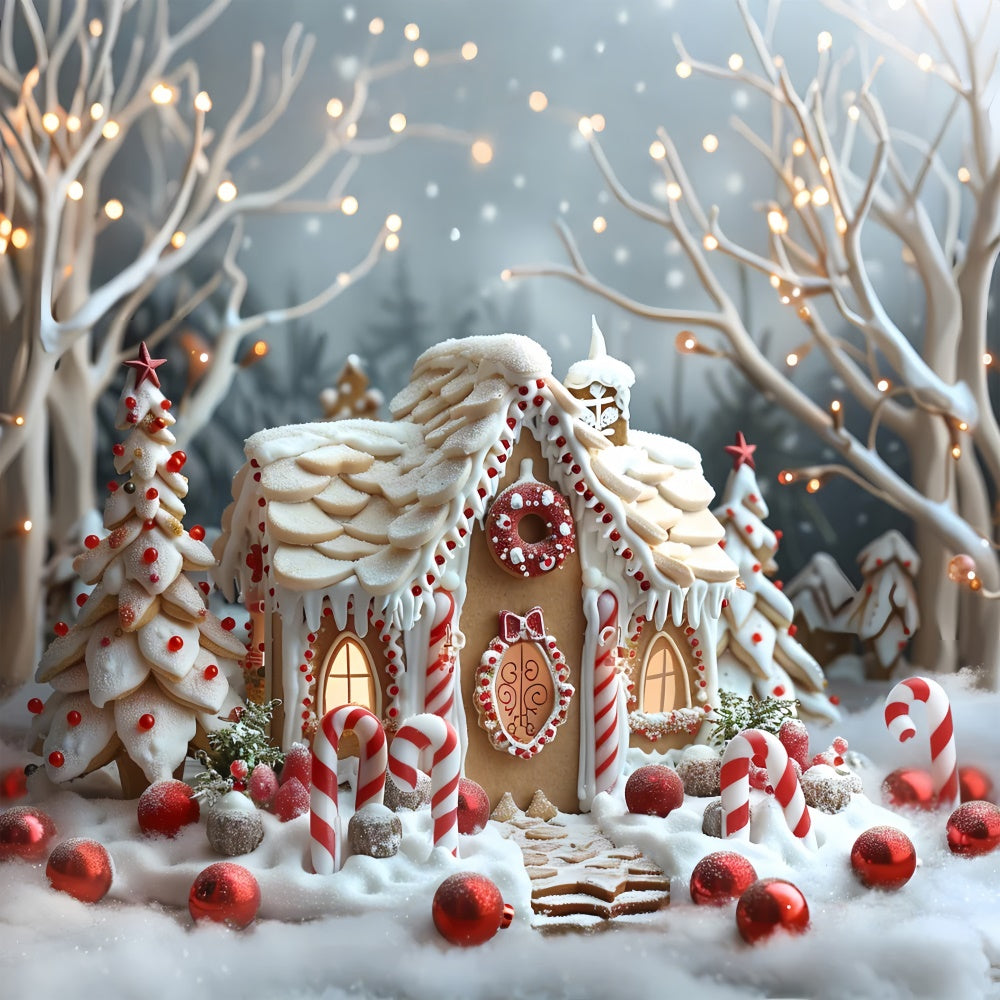 Candy Cane Christmas Village with Gingerbread House Backdrop UK BRP9-112