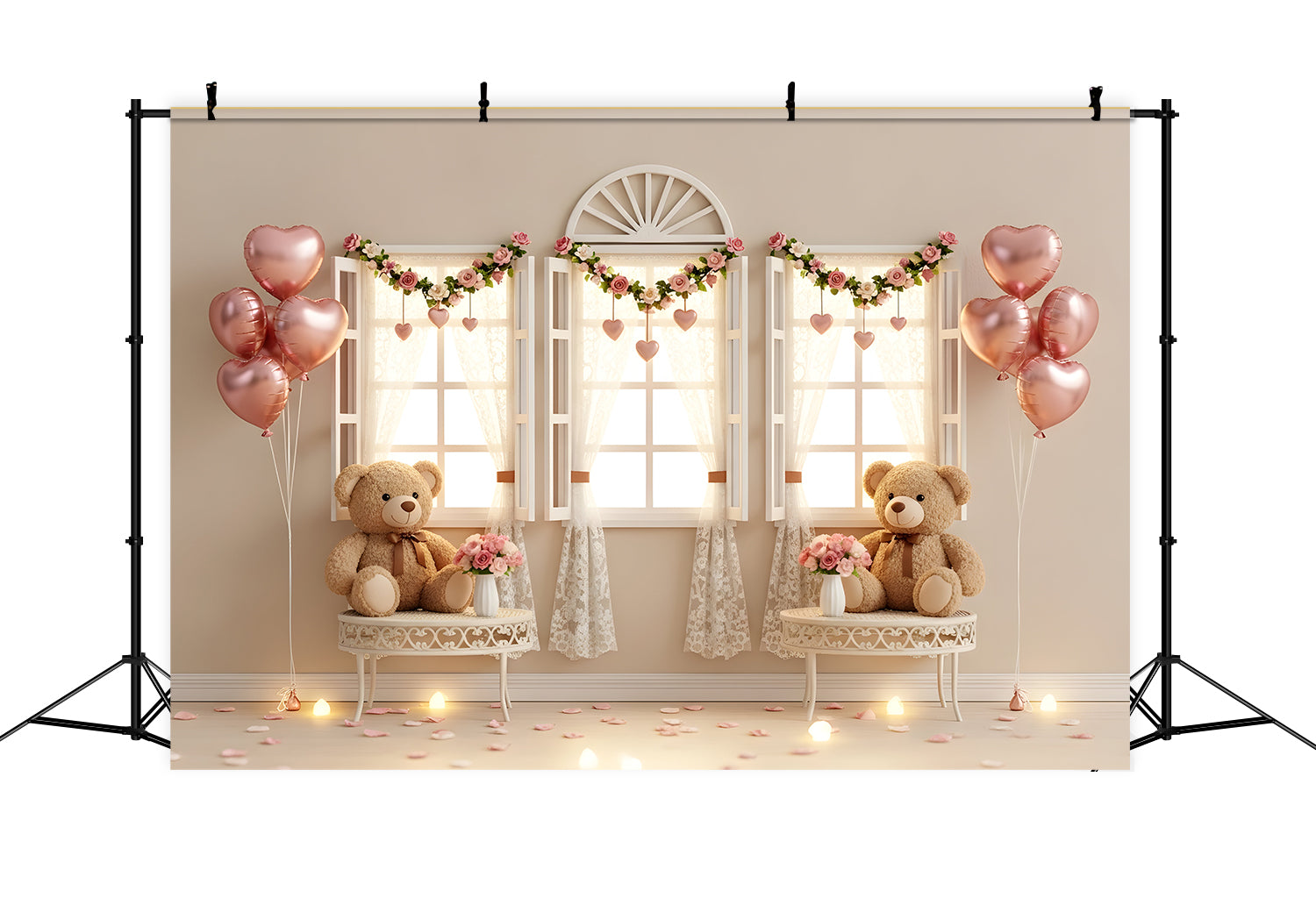 Valentine Photo Backdrops Teddy Window Romantic Setup Valentine's Day Backdrop UK By Magali