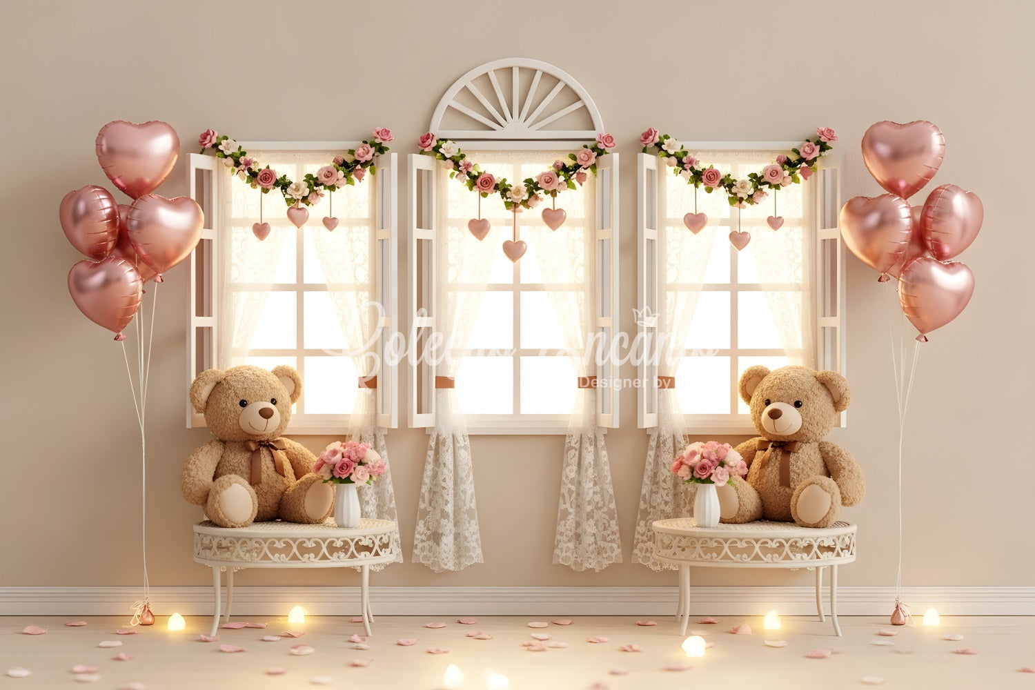 Valentine Photo Backdrops Teddy Window Romantic Setup Valentine's Day Backdrop UK By Magali