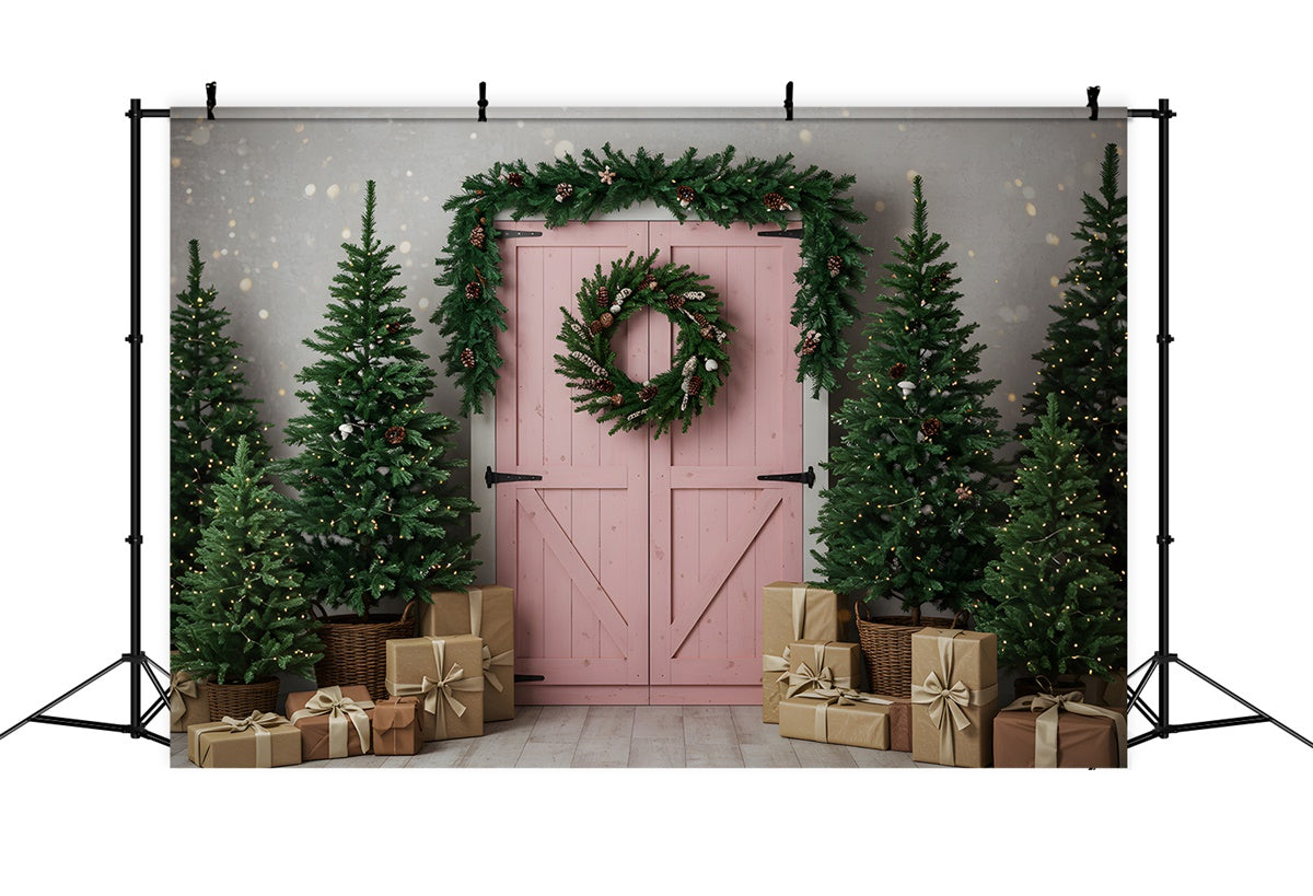 Professional Christmas Backdrops Pink Barn Door Tree Backdrop UK By Magali