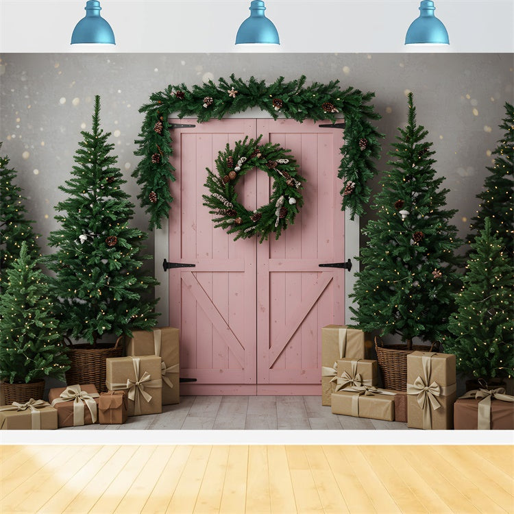 Professional Christmas Backdrops Pink Barn Door Tree Backdrop UK By Magali