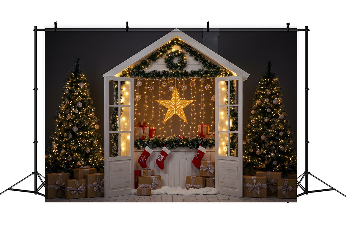 Christmas Backdrop Ideas Cozy Cottage Glowing Star Backdrop UK By Magali