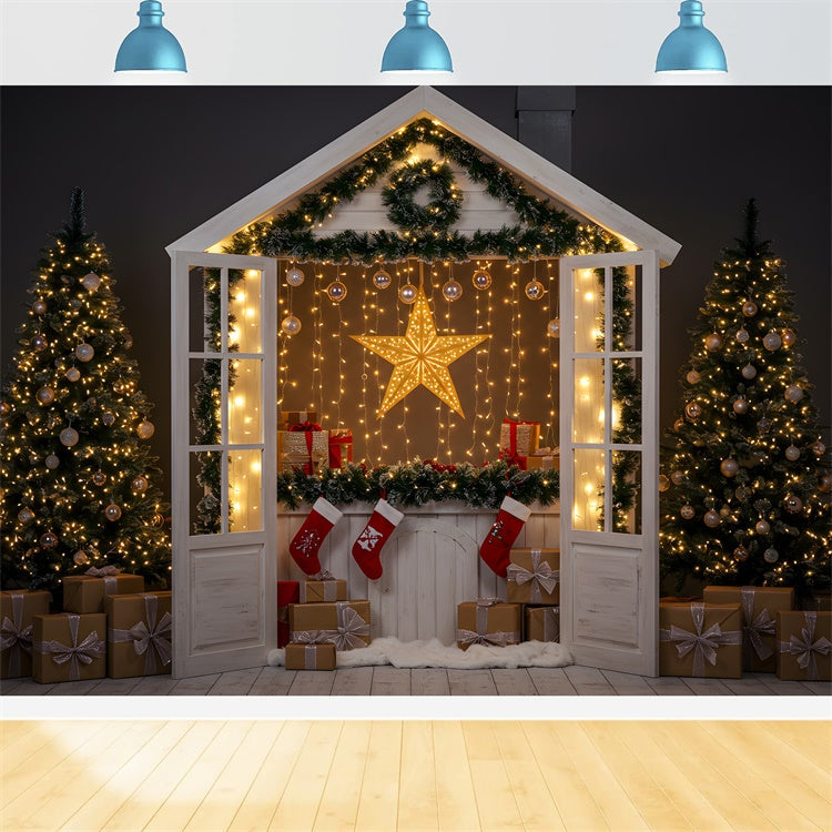 Christmas Backdrop Ideas Cozy Cottage Glowing Star Backdrop UK By Magali