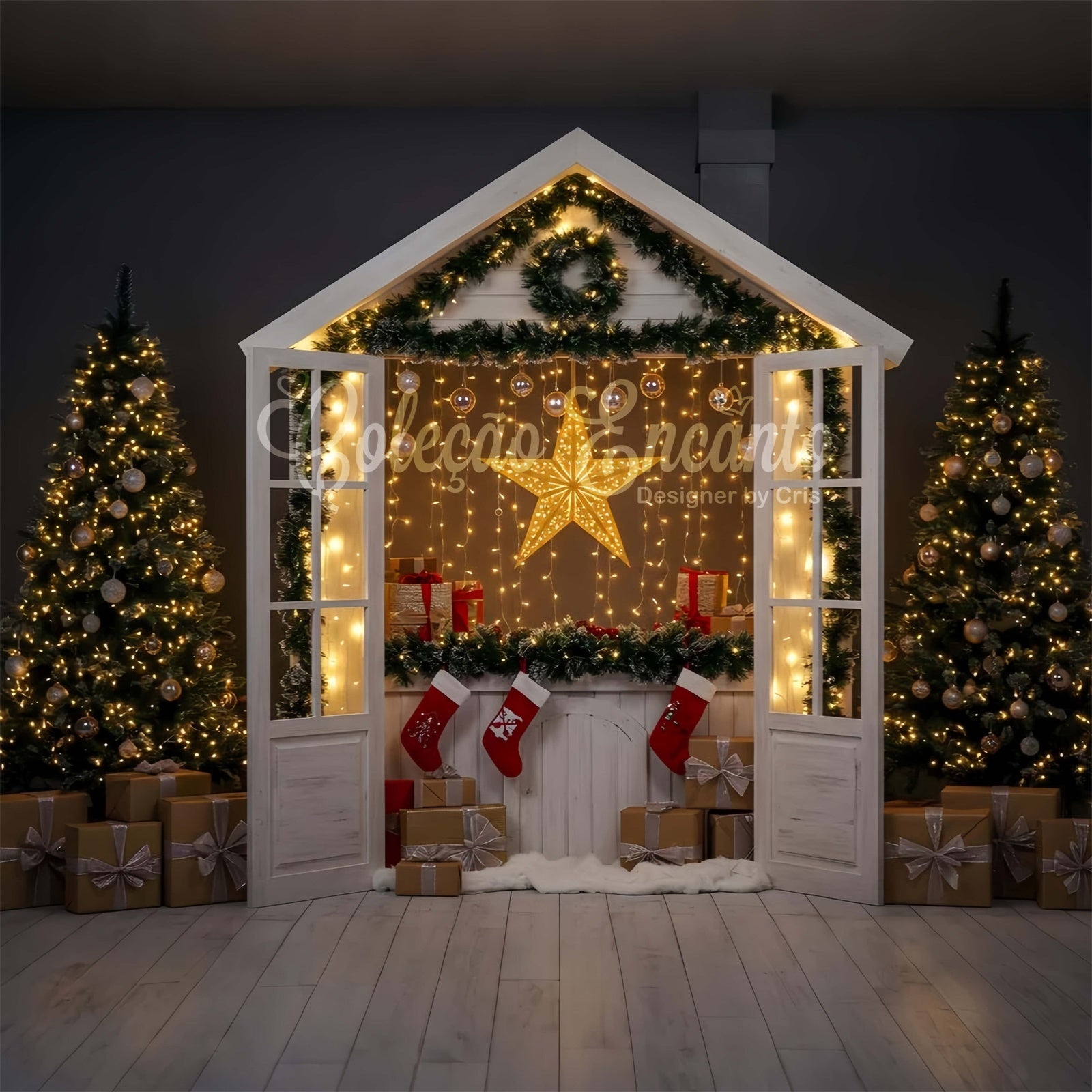 Christmas Backdrop Ideas Cozy Cottage Glowing Star Backdrop UK By Magali