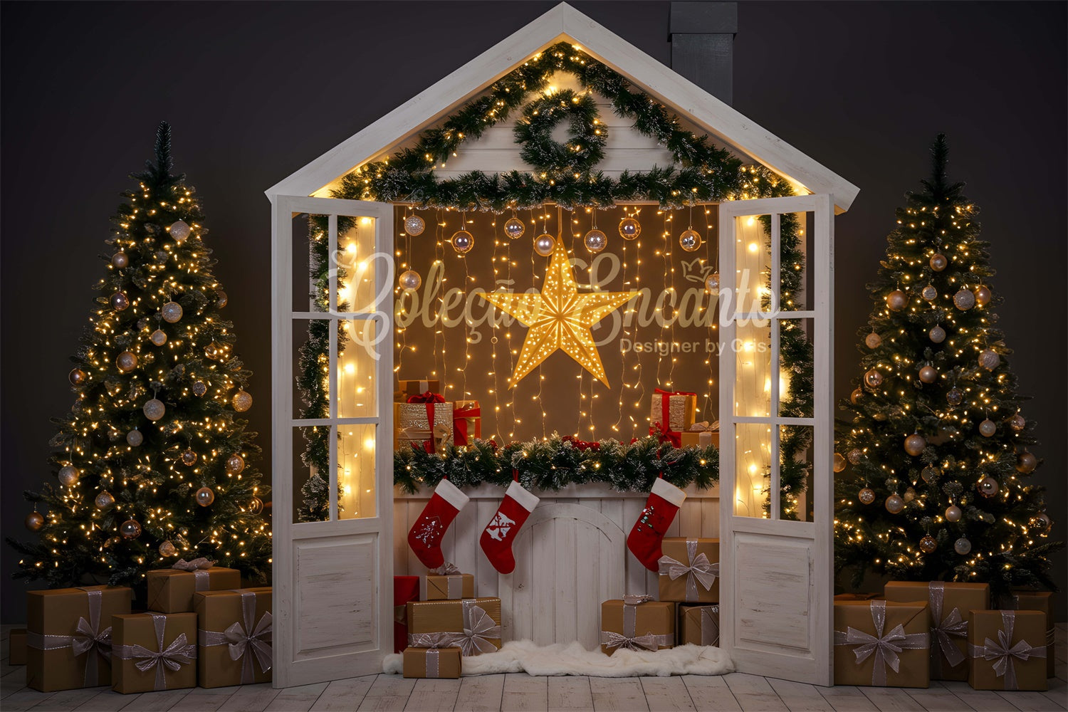 Christmas Backdrop Ideas Cozy Cottage Glowing Star Backdrop UK By Magali