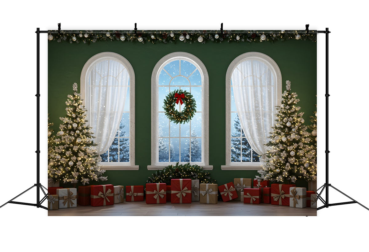 Christmas Backdrop Ideas Festive Garland Presents Backdrop UK By Magali