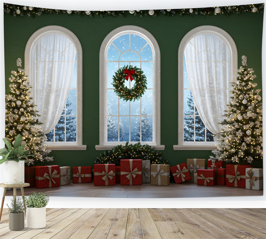 Christmas Backdrop Ideas Festive Garland Presents Backdrop UK By Magali