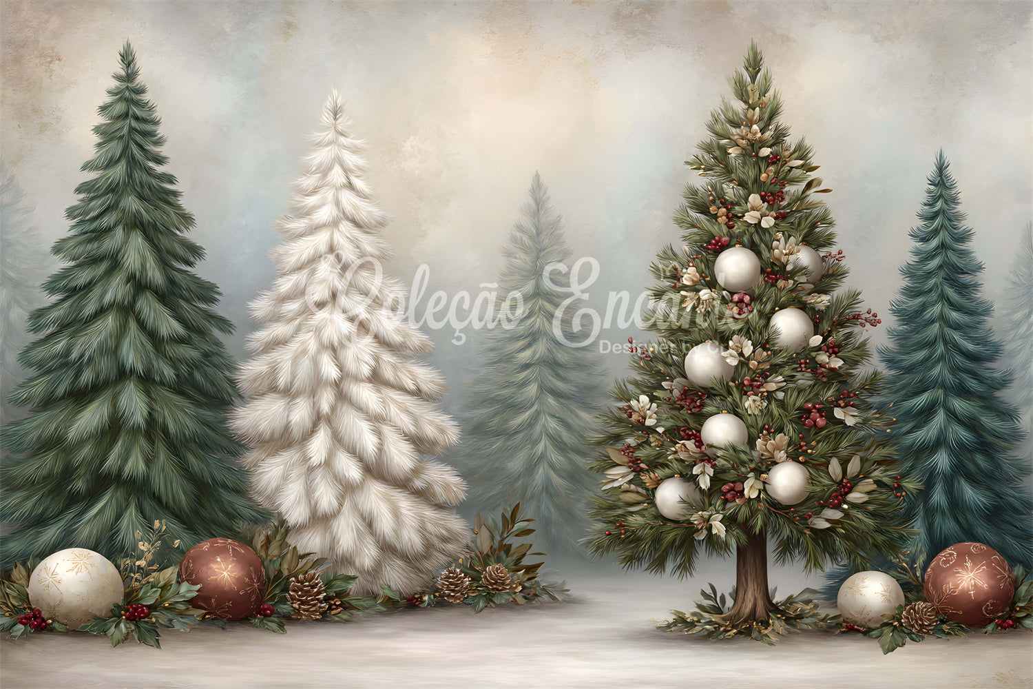 Christmas Tree Backdrop Christmas Pine Tree Ornament Backdrop UK By Magali