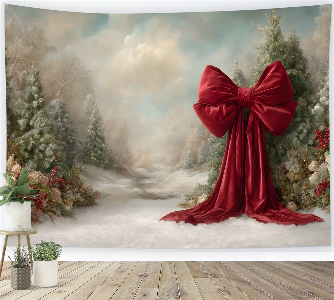 Christmas Photography Backdrops Winter Pines Snow Path Backdrop UK By Magali