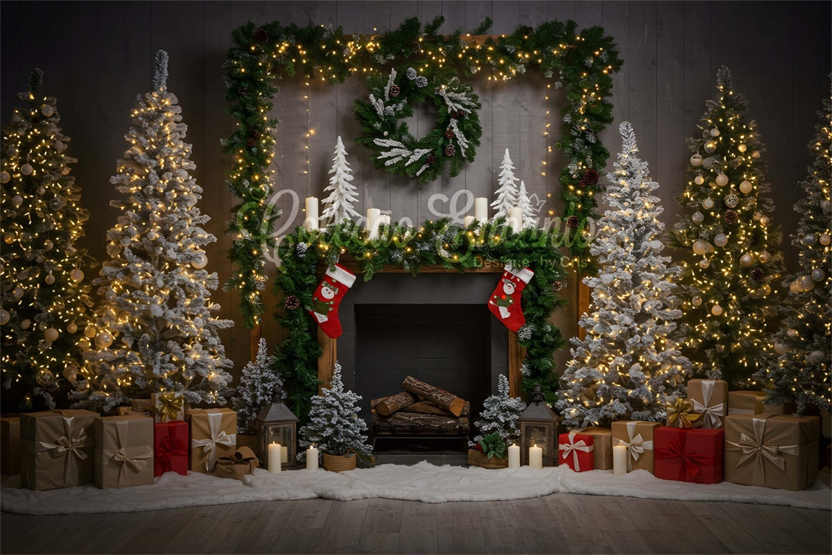 Christmas Fireplace Backdrop Fireplace Present Display Backdrop UK By Magali
