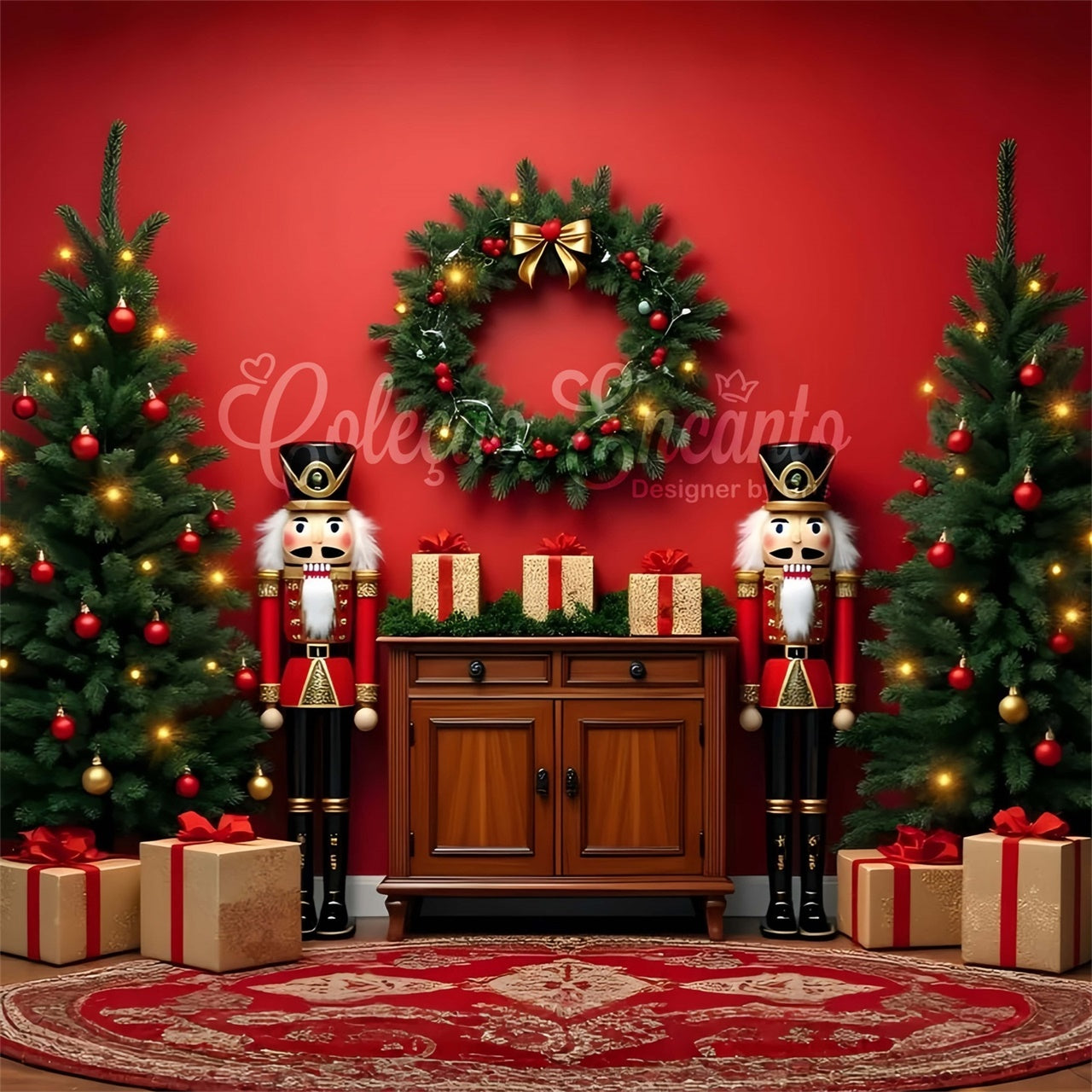 Xmas Backdrop Nutcracker Garland Display Backdrop UK By Magali