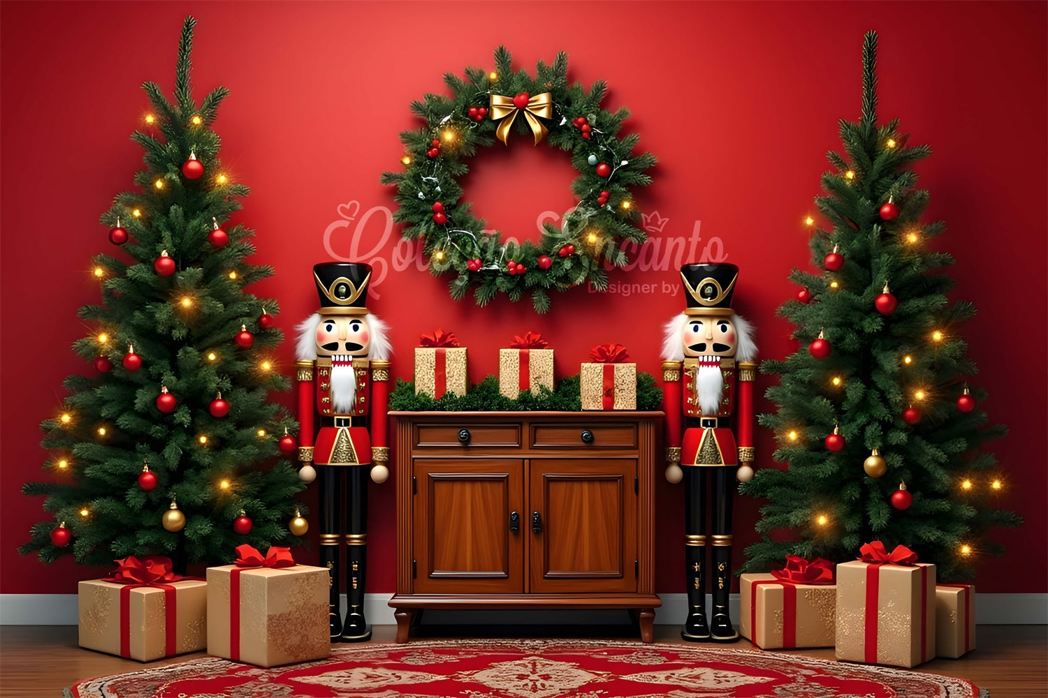 Xmas Backdrop Nutcracker Garland Display Backdrop UK By Magali
