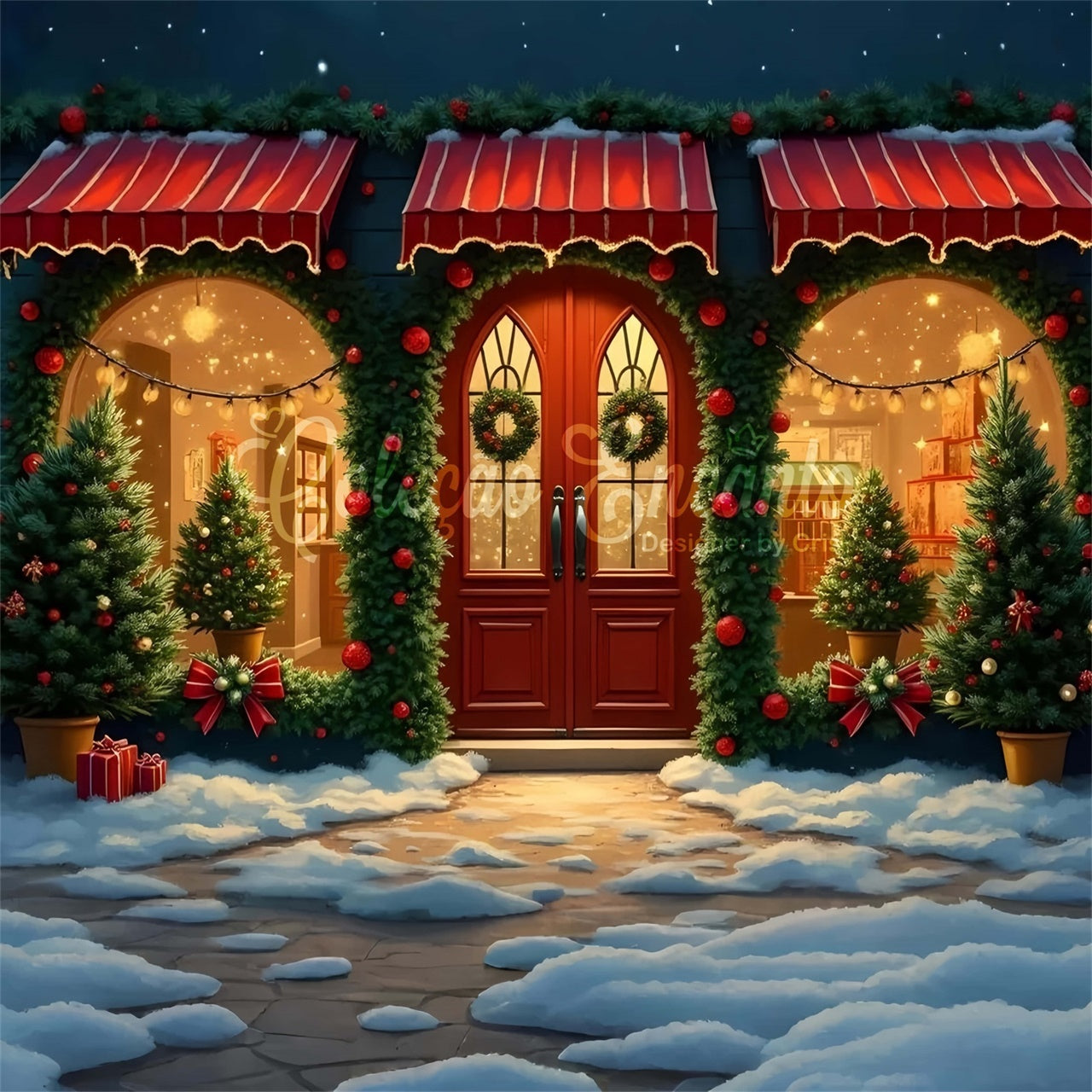 Christmas Backdrop Ornament Garland Store Backdrop UK By Magali