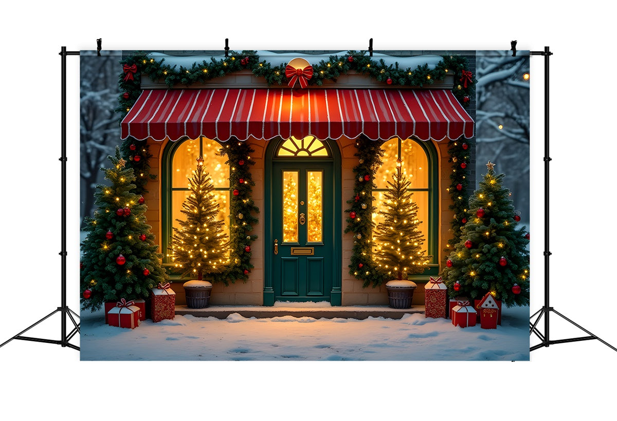 Xmas Backdrop Glowing Tree Window Shop Backdrop UK By Magali