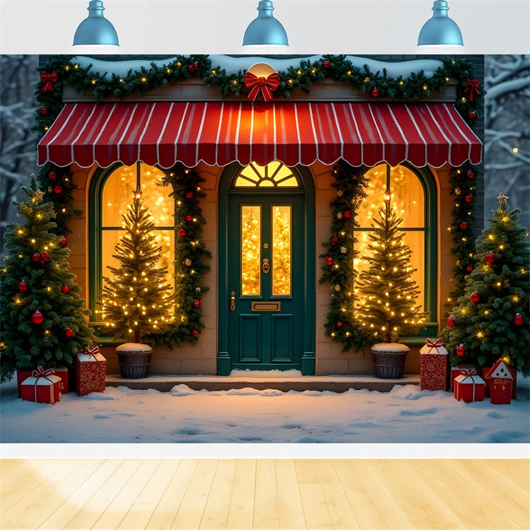 Xmas Backdrop Glowing Tree Window Shop Backdrop UK By Magali