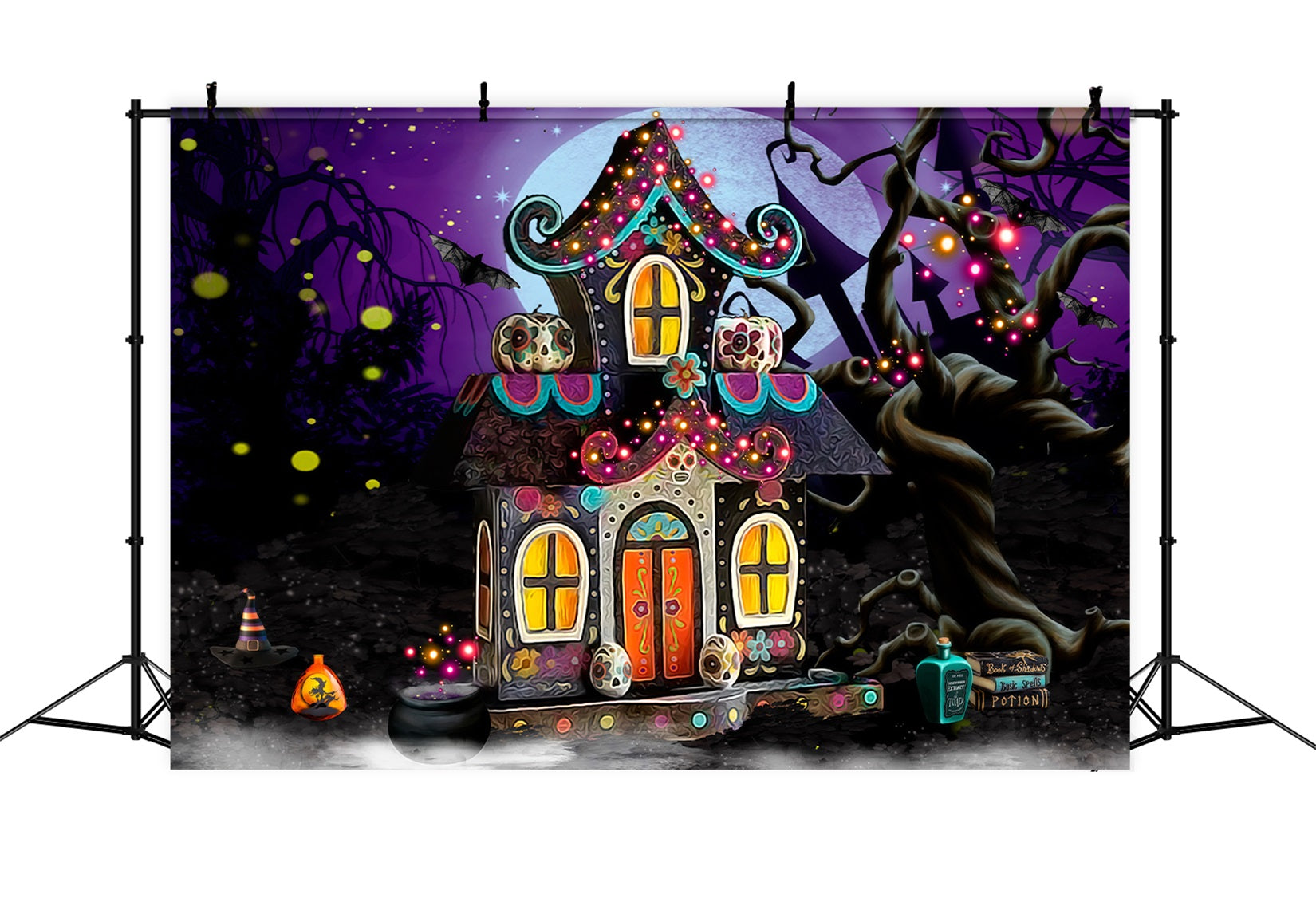 Children Backdrops Whimsical Haunted Candy Cottage Glow Kids Halloween Backdrop UK By Magali