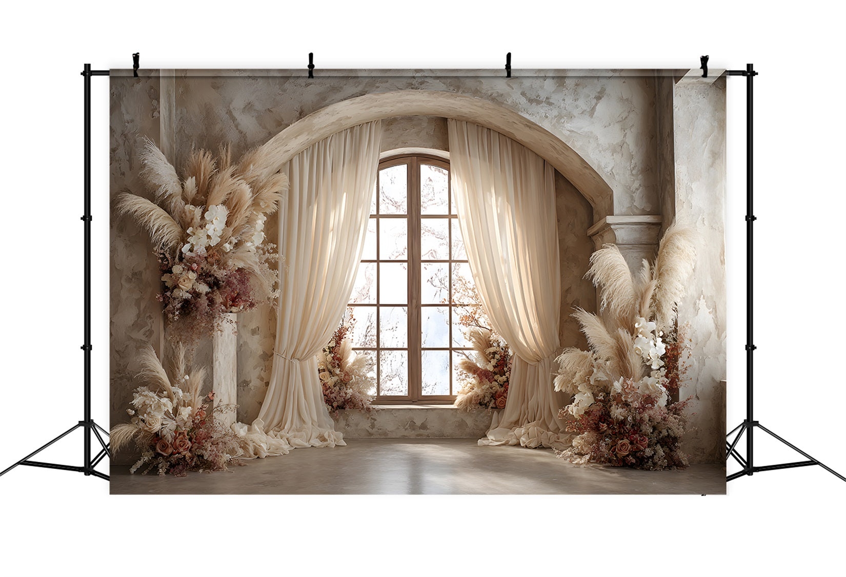 Mothers Day Backdrop Boho Pampas Window Floral Photo Booth Mother's Day Backdrop UK By Magali