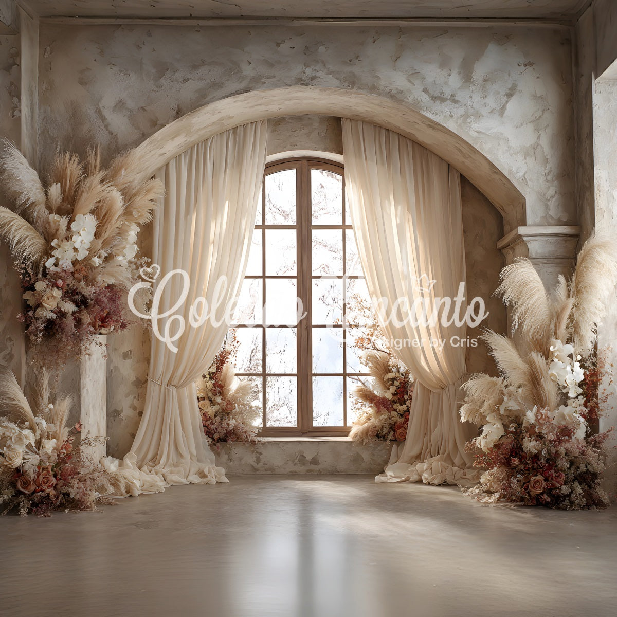 Mothers Day Backdrop Boho Pampas Window Floral Photo Booth Mother's Day Backdrop UK By Magali