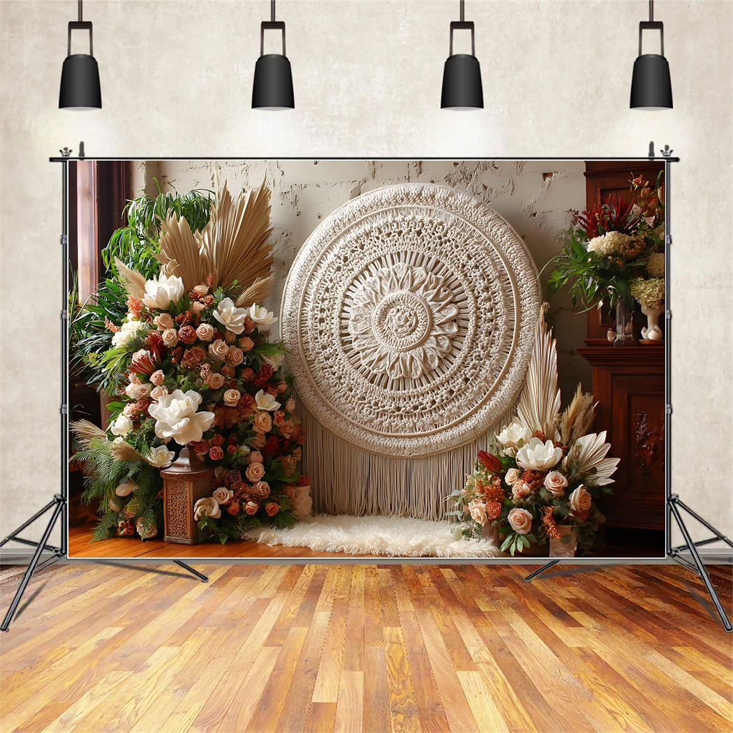 Happy Mothers Day Backdrop Rustic Boho Macrame Floral Mothers Day Flower Backdrop UK By Magali