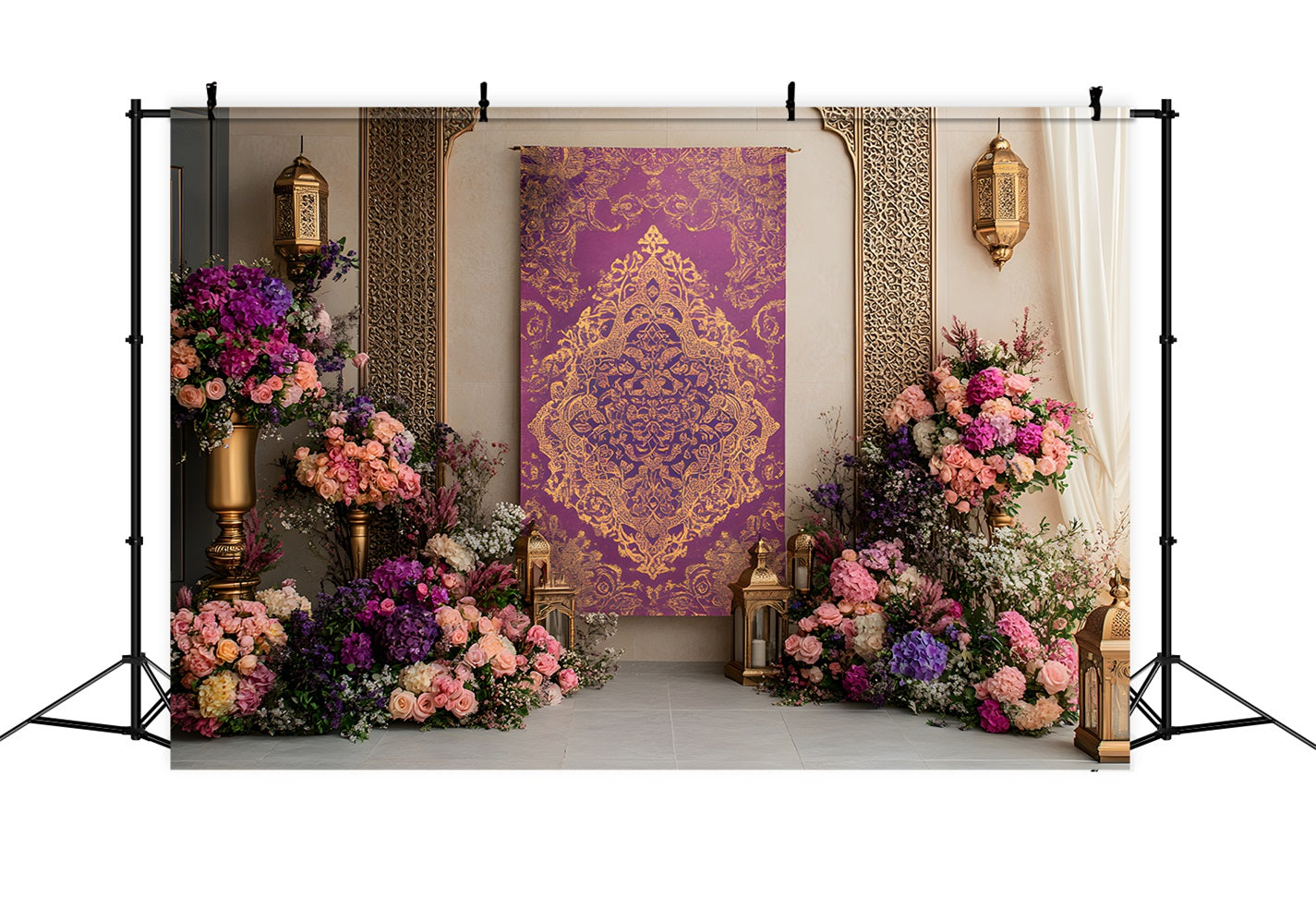 Mother's Day Photo Backdrop Ideas Purple Gold Floral Elegance Mother Day Photo Backdrops UK By Magali