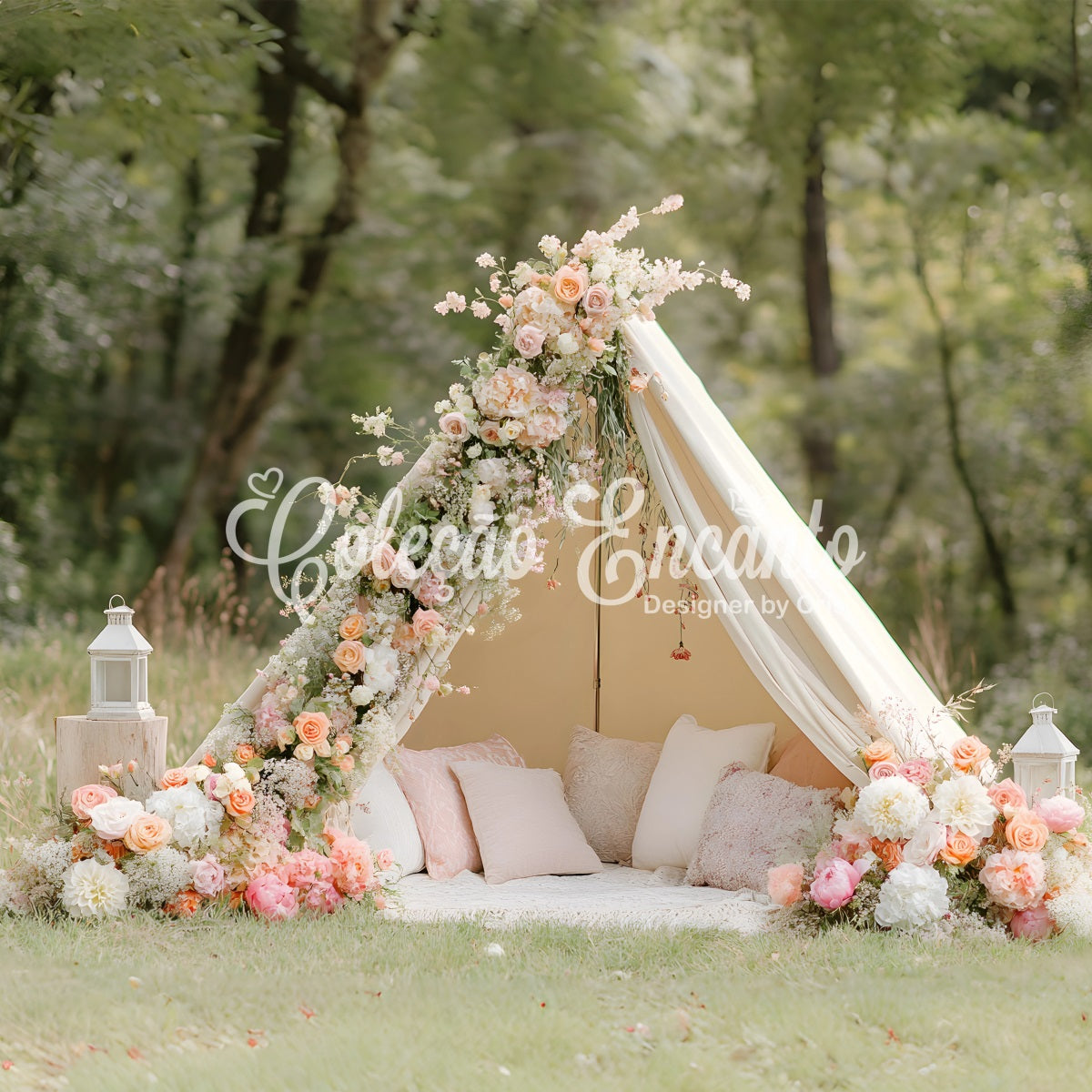 Backdrop For Mother's Day Floral Teepee Setup Mothers Day Photography Backdrops UK By Magali