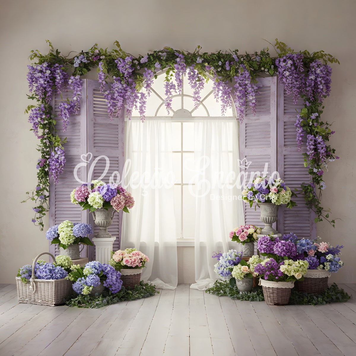 Mother's Day Picture Backdrop Purple Wisteria Window Mother's Day Backdrop Ideas UK By Magali