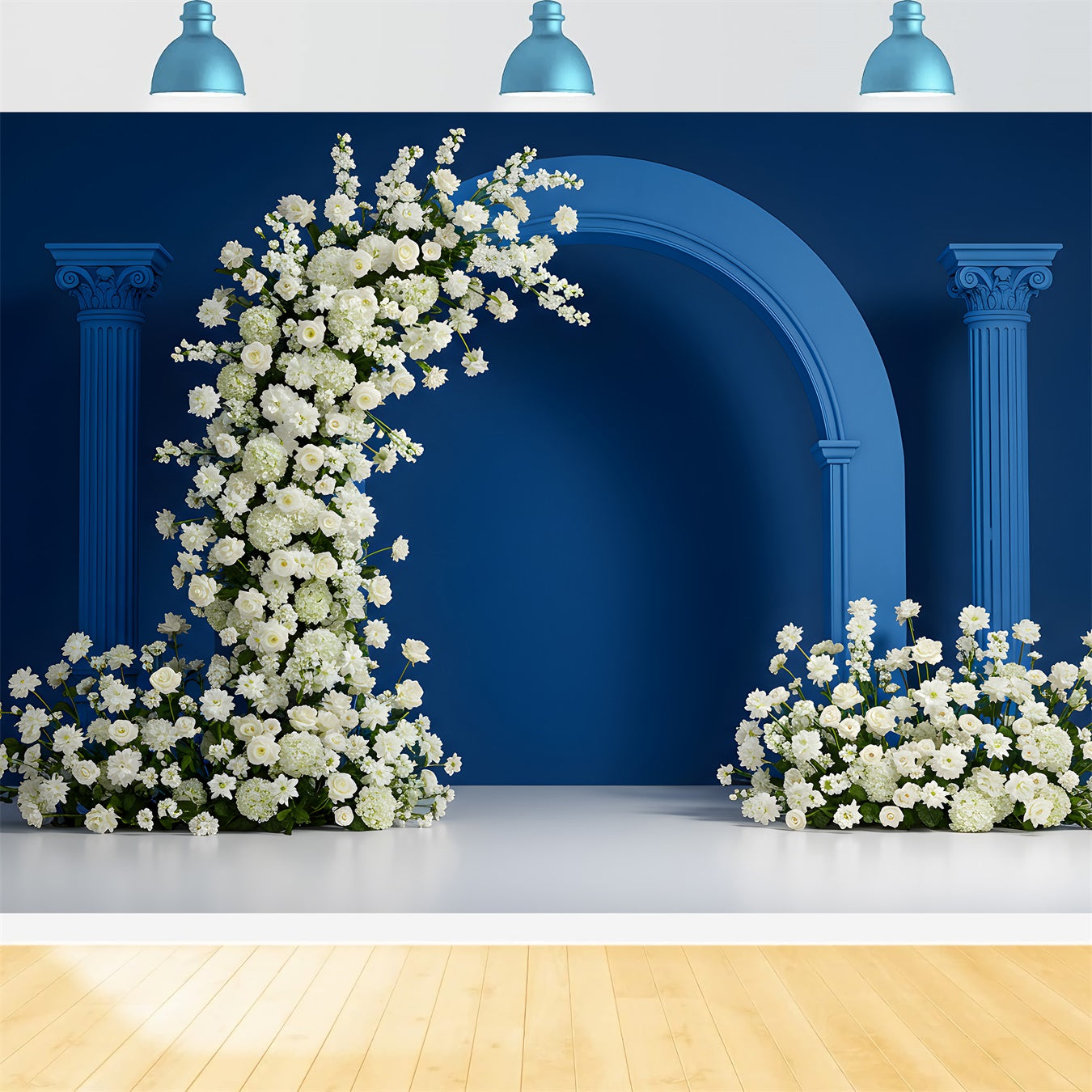 Backdrop Mothers Day White Floral Blue Arch Mothers Day Photo Booth Backdrops UK By Magali