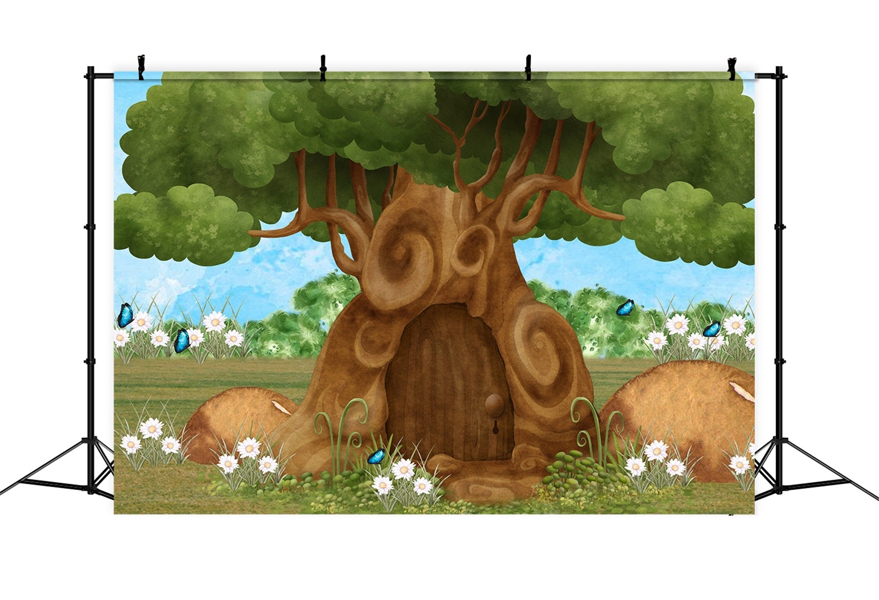 Backdrop For Kids Enchanted Tree Door Daisy Garden Butterfly Backdrop UK By Magali