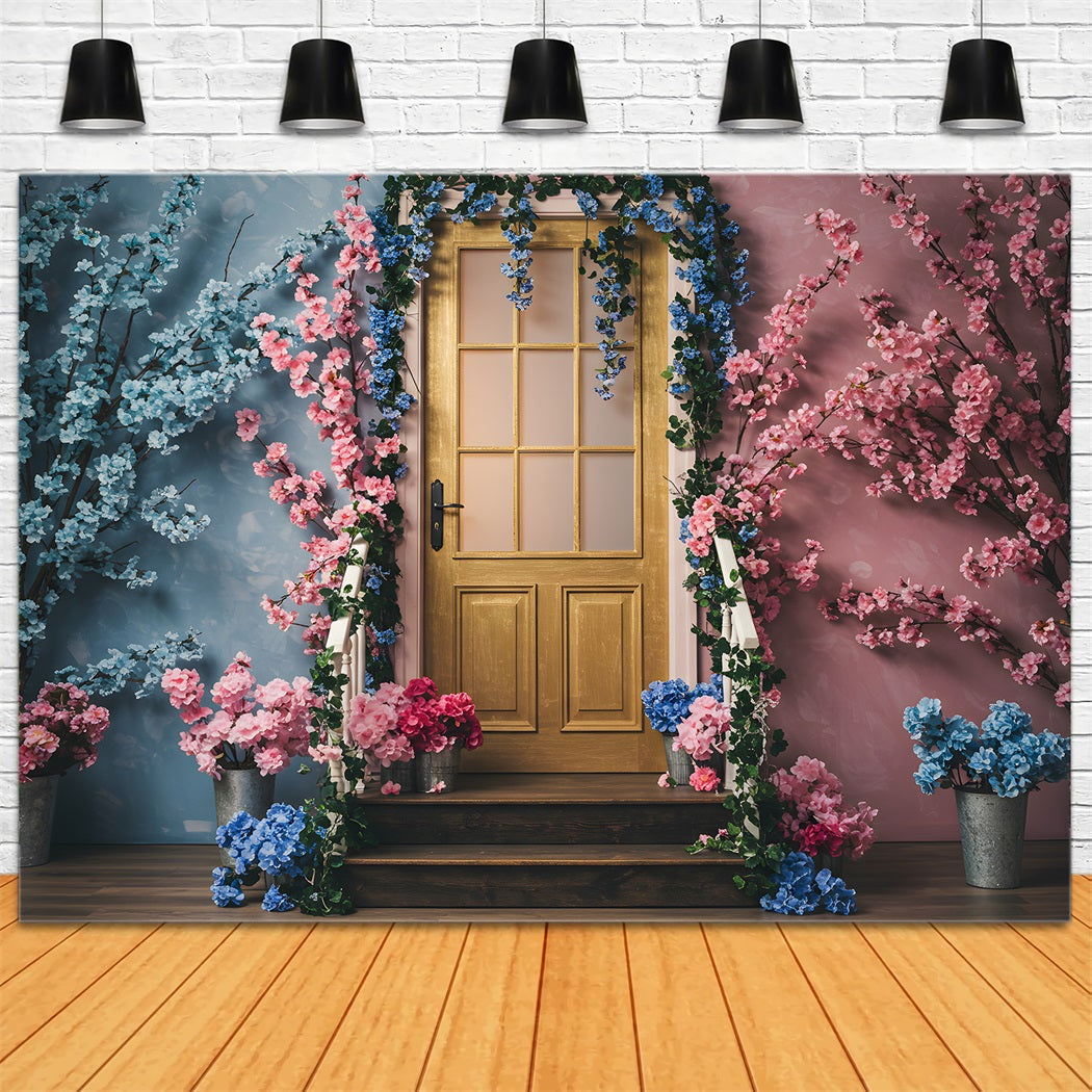 Backdrops For Mothers Day Two Tone Floral Door Mother's Day Photography Backdrops UK By Magali
