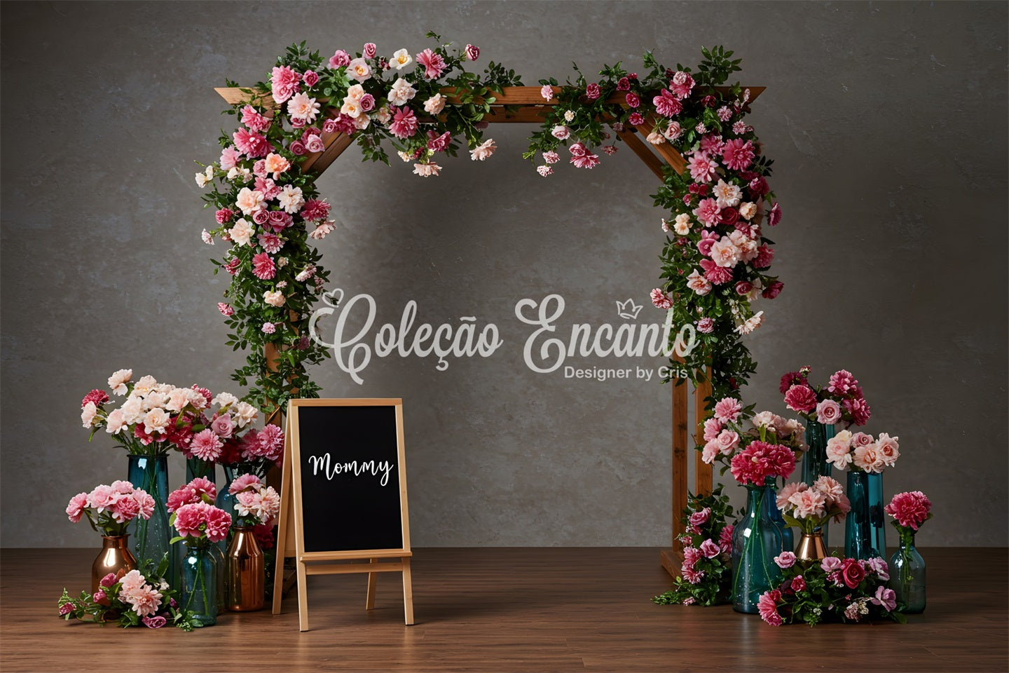 Mother's Day Photo Booth Backdrops Pink Floral Archway Mother's Day Photo Booth Backdrops UK By Magali
