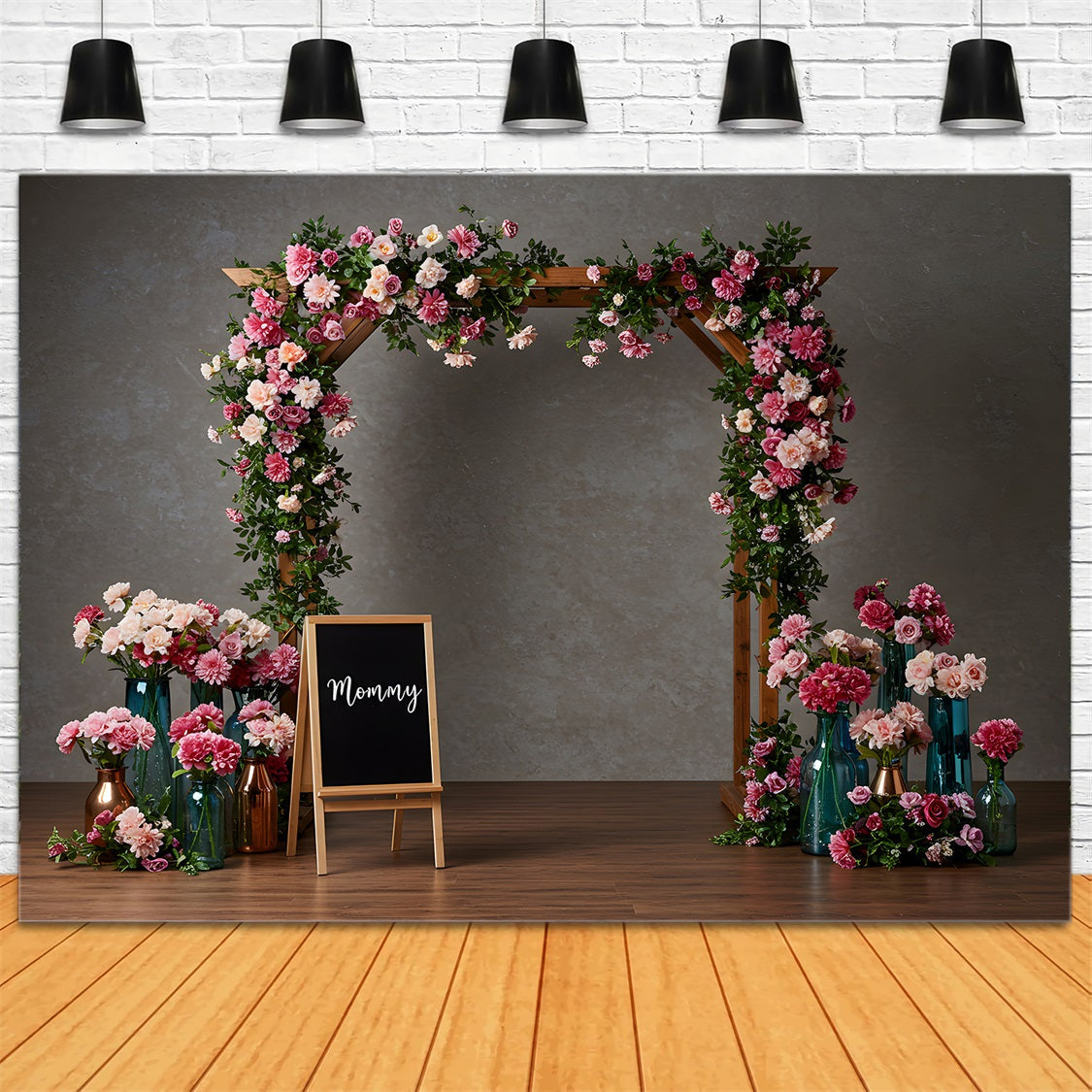 Mother's Day Photo Booth Backdrops Pink Floral Archway Mother's Day Photo Booth Backdrops UK By Magali