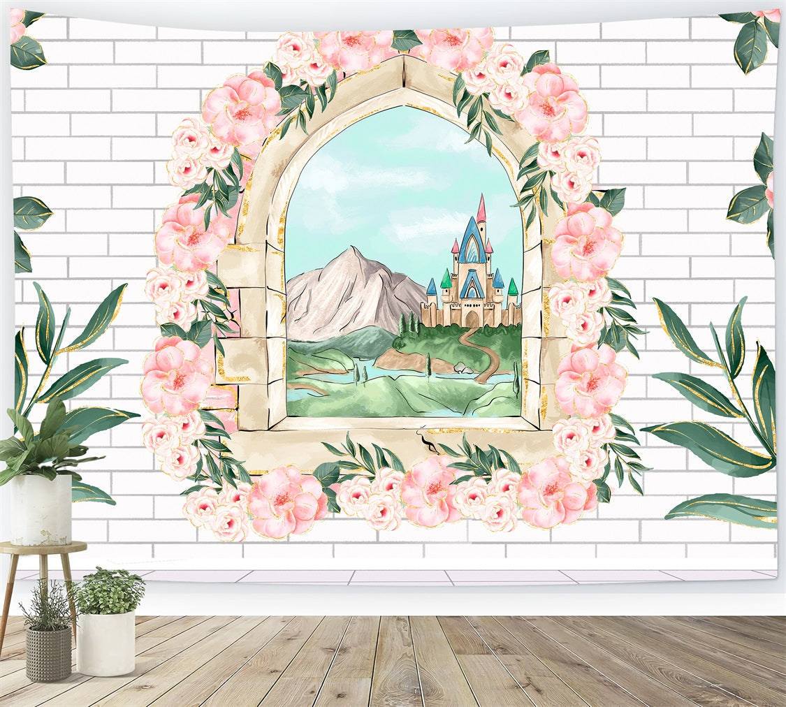 Newborn Photography Backdrops Floral Window Brick Wall Castle Backdrop UK By Magali