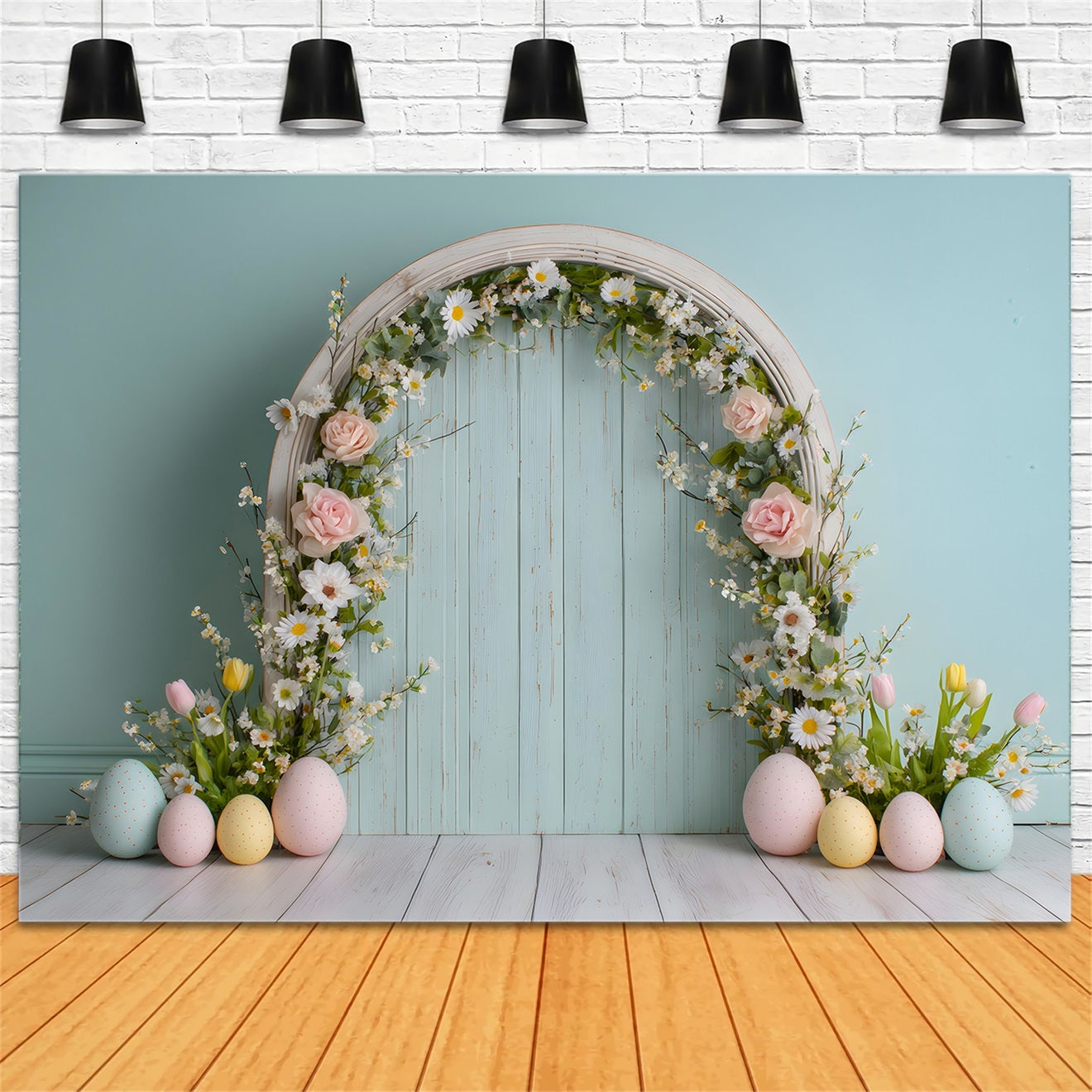 Easter Daisy Backdrop Flower Arch Pastel Eggs Easter Photo Backdrop Ideas UK By Magali