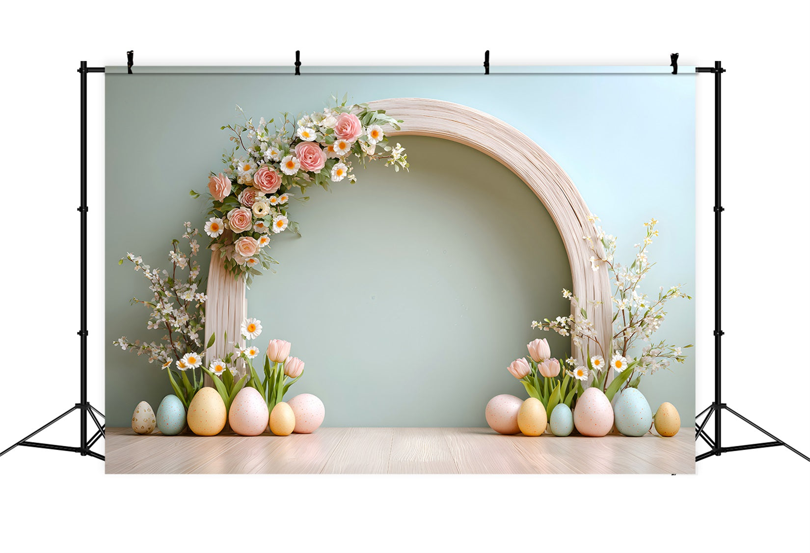 Easter Egg Backdrop Rose Arch Tulip Daisy Easter Backdrop For Pictures UK By Magali