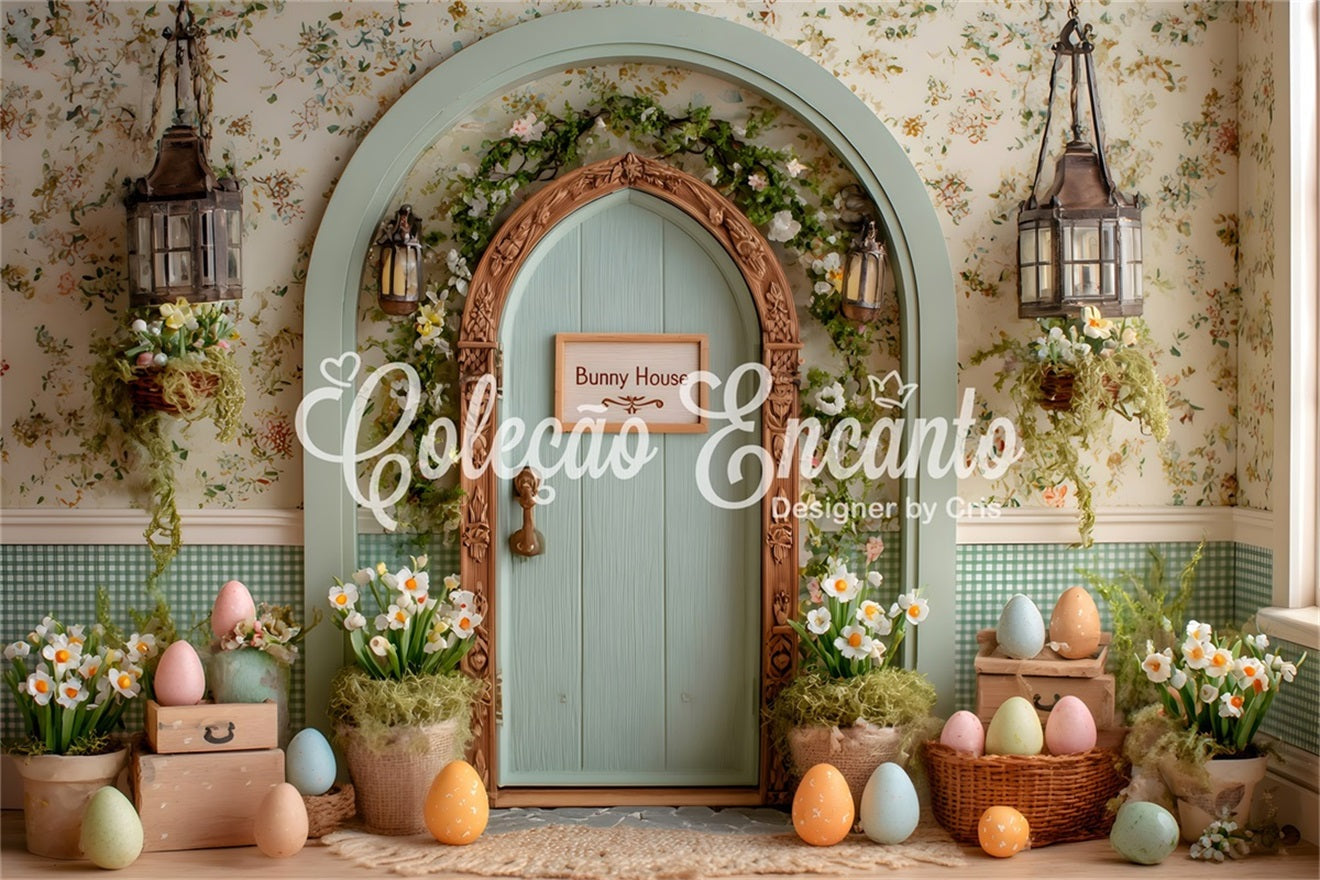 Easter Daisy Backdrop Arch Door Floral Eggs Backdrops For Easter UK By Magali