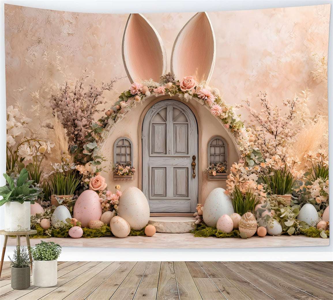 Easter Cute Backdrop Ears Door Pastel Eggs Backdrop For Easter Pictures UK By Magali