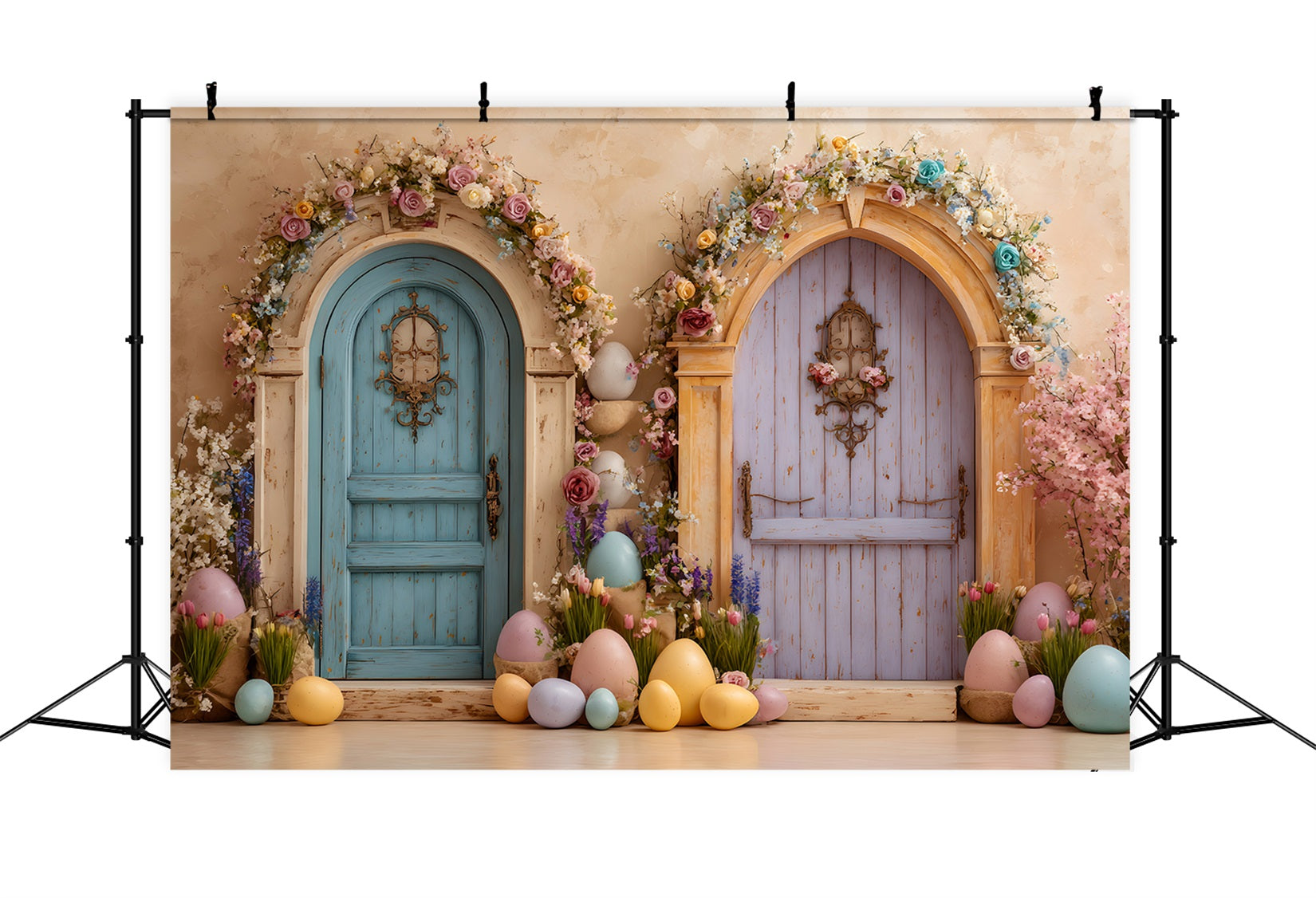 Easter Egg Backdrop Double Doors Flower Blooms Backdrops Easter UK By Magali