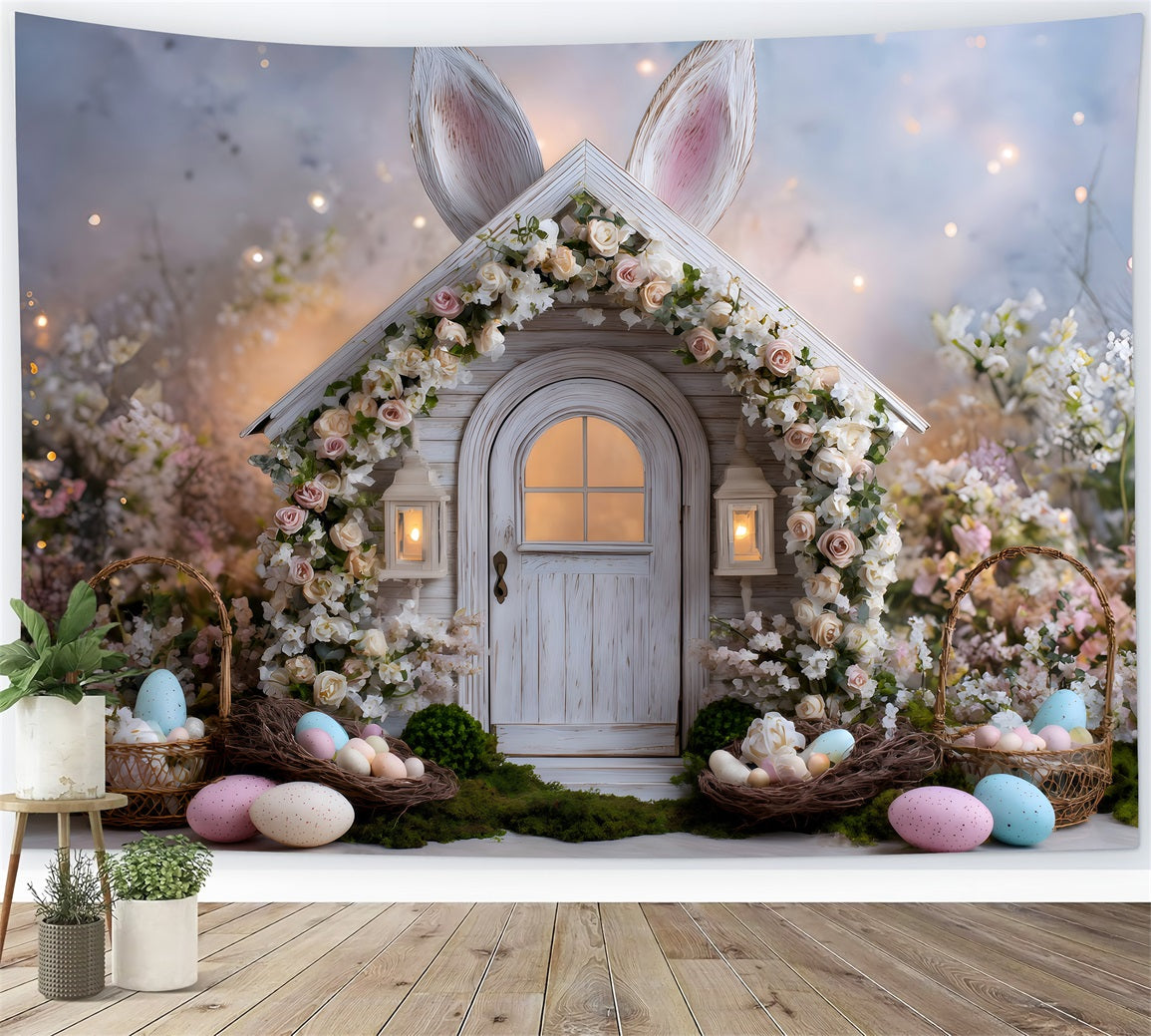 Easter Fairytale Backdrop Floral Bunny Egg Nests Photography Easter Backdrops UK By Magali