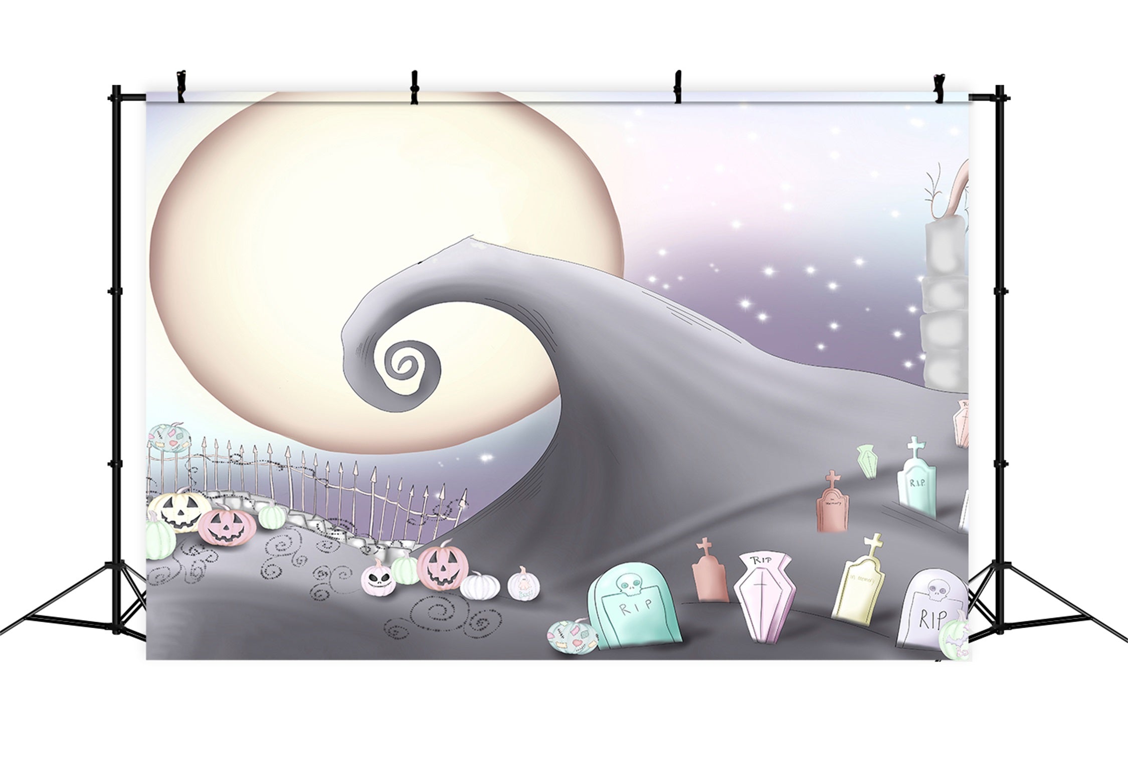 Newborn Backdrops Pastel Graveyard Moonlit Hill Kids Halloween Photo Backdrop UK By Magali