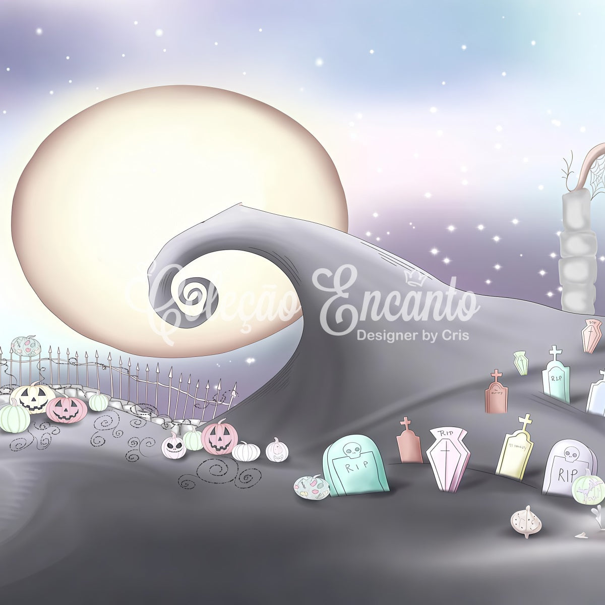 Newborn Backdrops Pastel Graveyard Moonlit Hill Kids Halloween Photo Backdrop UK By Magali