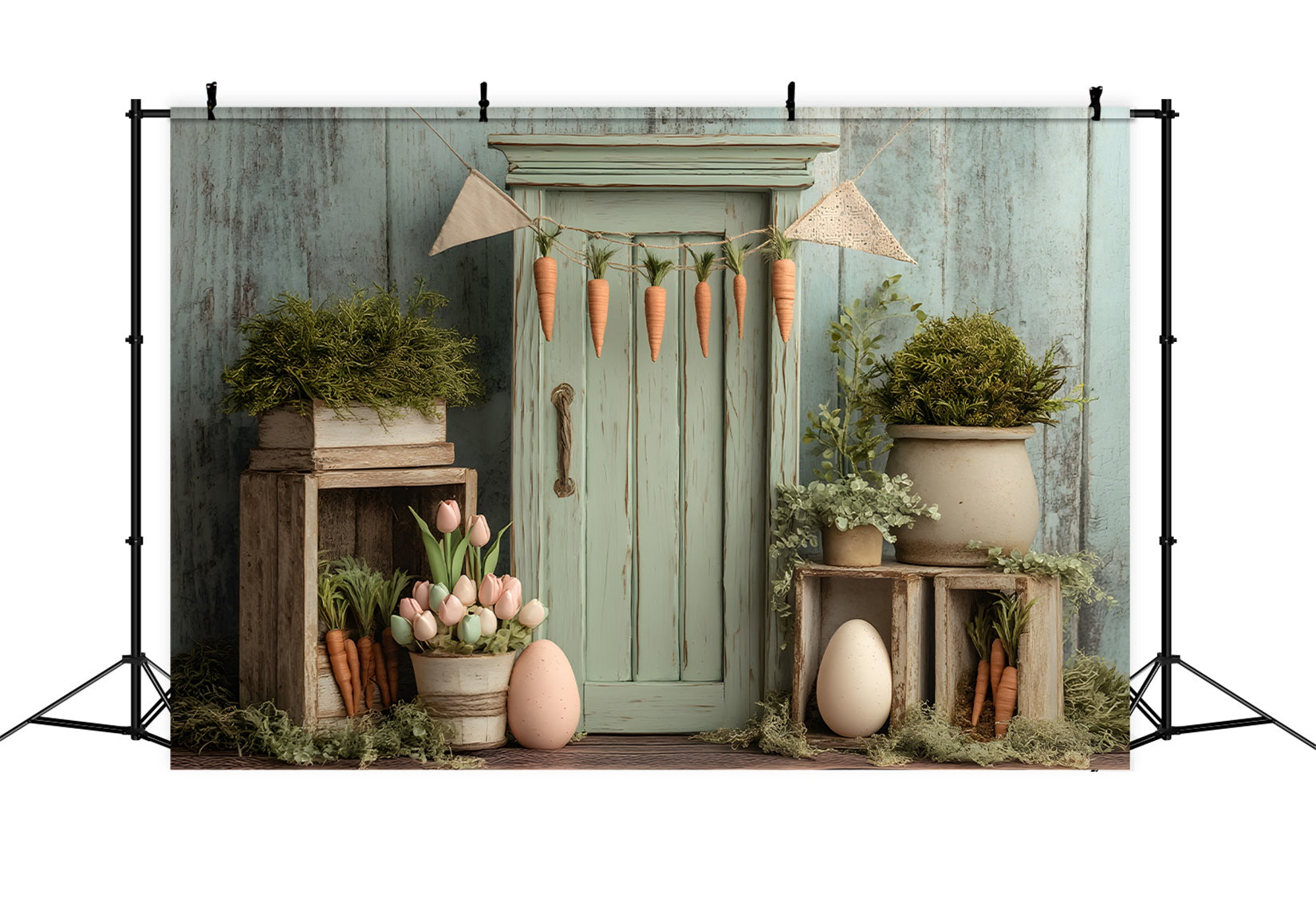 Carrot Backdrop Tulip Egg Rustic Wood Door Easter Backdrops For Photography UK By Magali