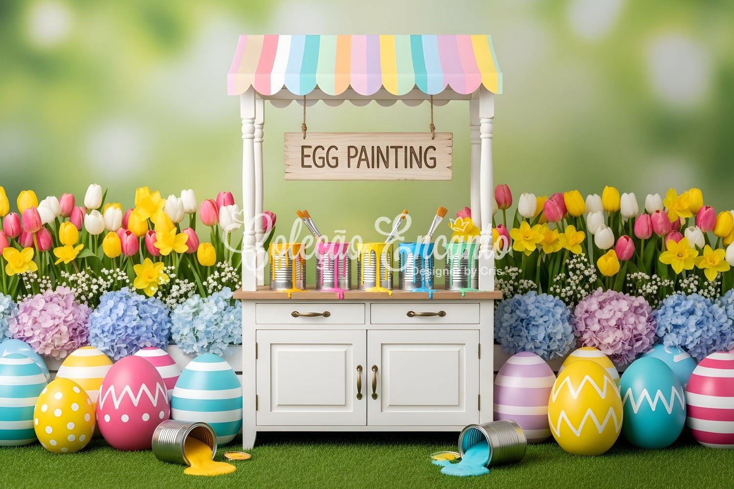 Easter Tulip Backdrop Egg Painting Flower Stall Easy Easter Backdrops UK By Magali