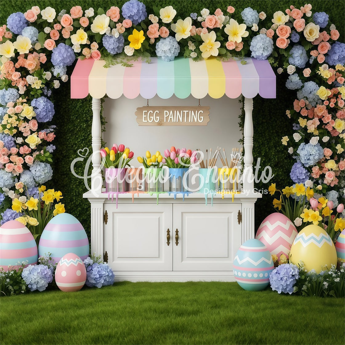 Easter Daffodil Backdrop Egg Painting Floral Stall Photo Backdrops Easter UK By Magali
