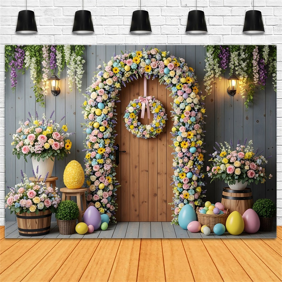 Easter Spring Floral Wreath Backdrop Floral Egg Arch Door Easter Backdrops Ideas UK By Magali
