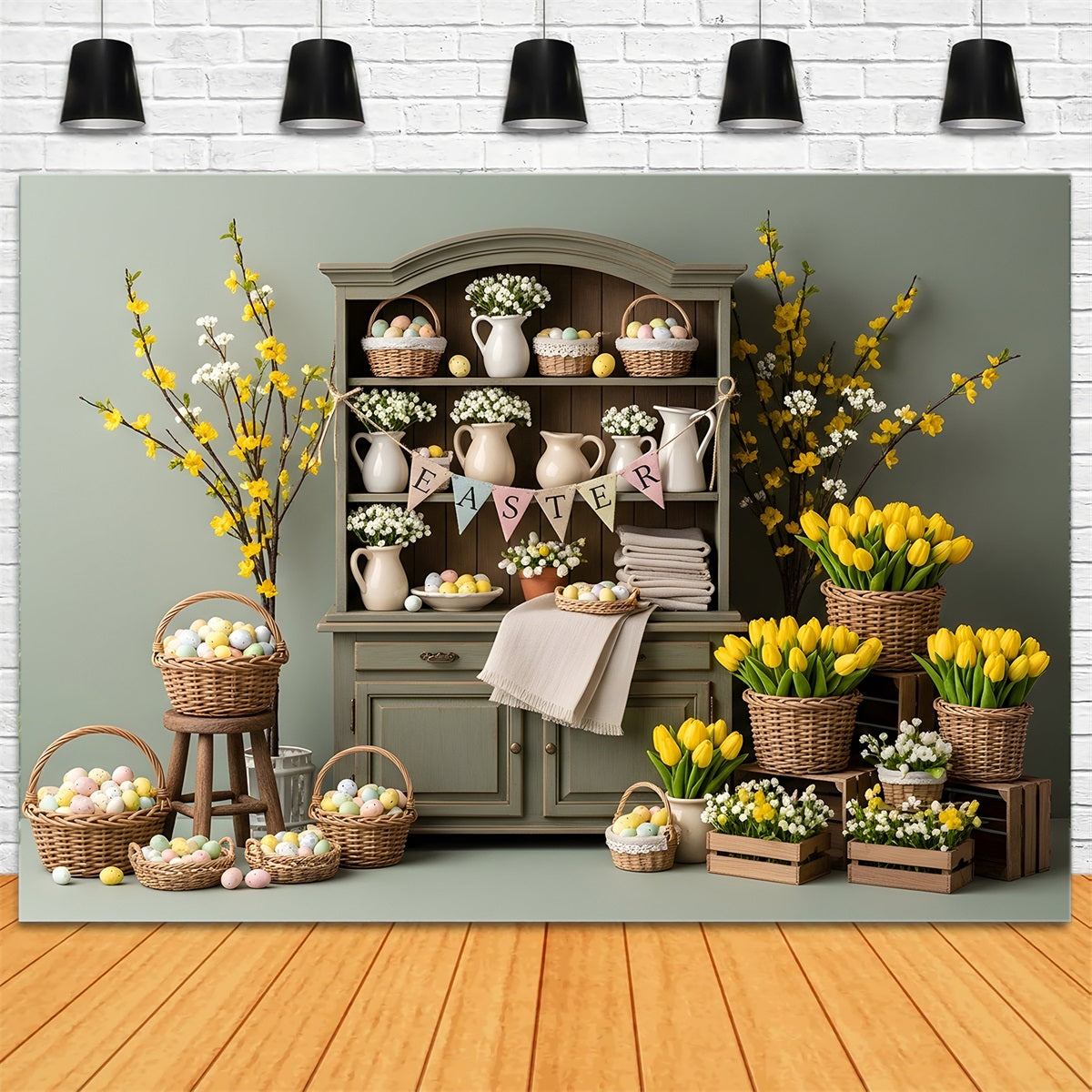 Easter Tulip Backdrop Easter Cabinet Egg Baskets Backdrop Ideas For Easter UK By Magali