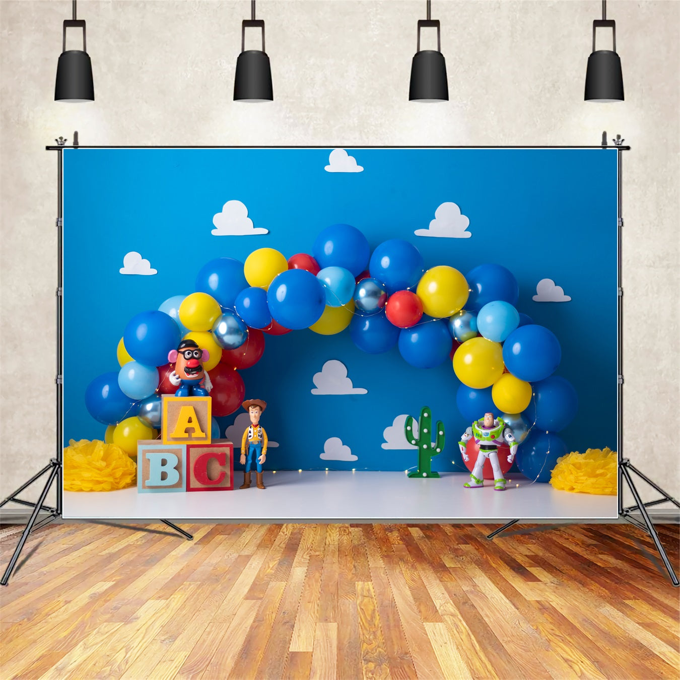 Backdrop For Newborn Photography Blue Balloon Toy Cowboy Space Kids Photo Backdrop UK By Magali