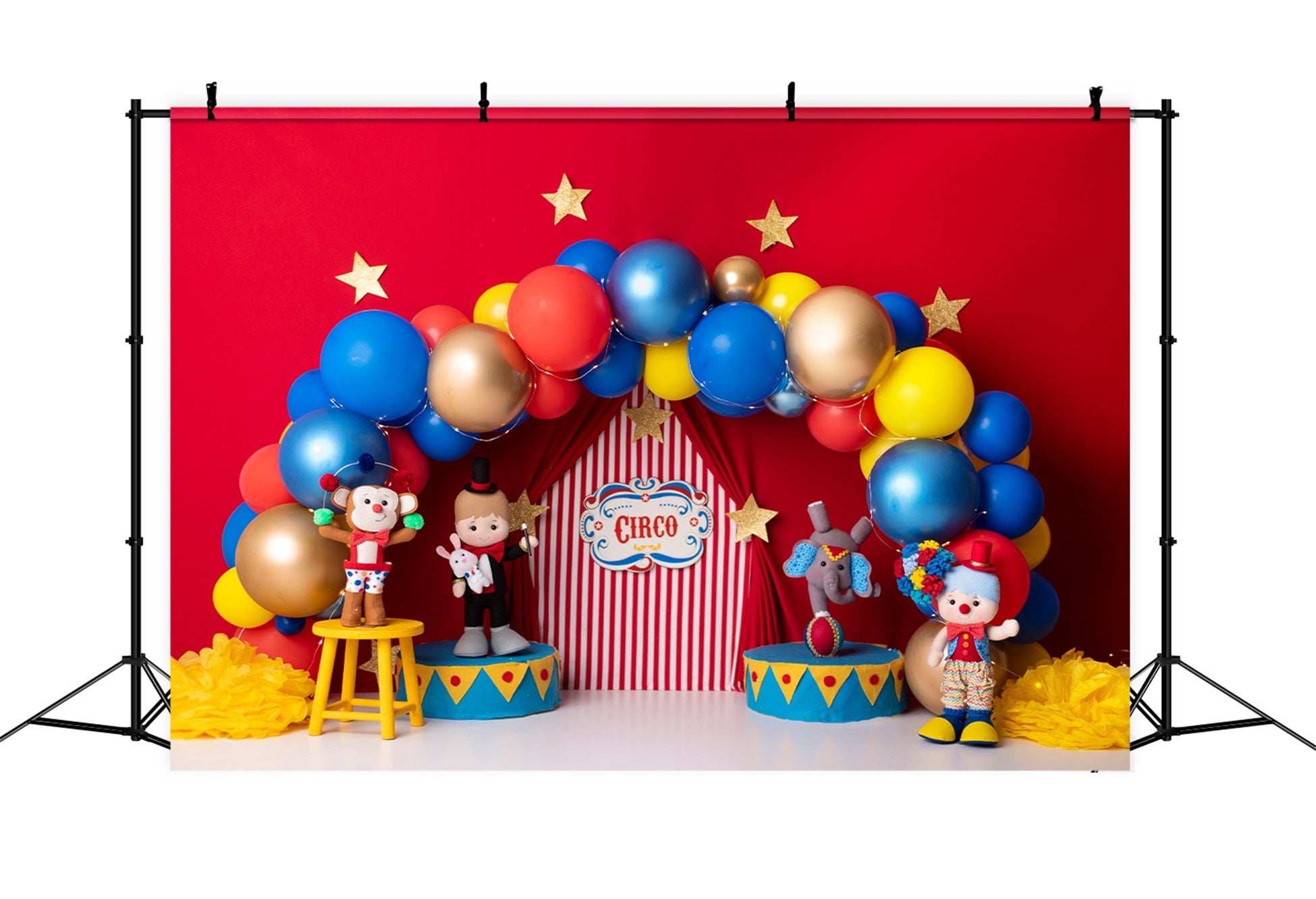 Newborn Photoshoot Backdrop Red Blue Balloon Star Stage Circus Backdrop UK By Magali