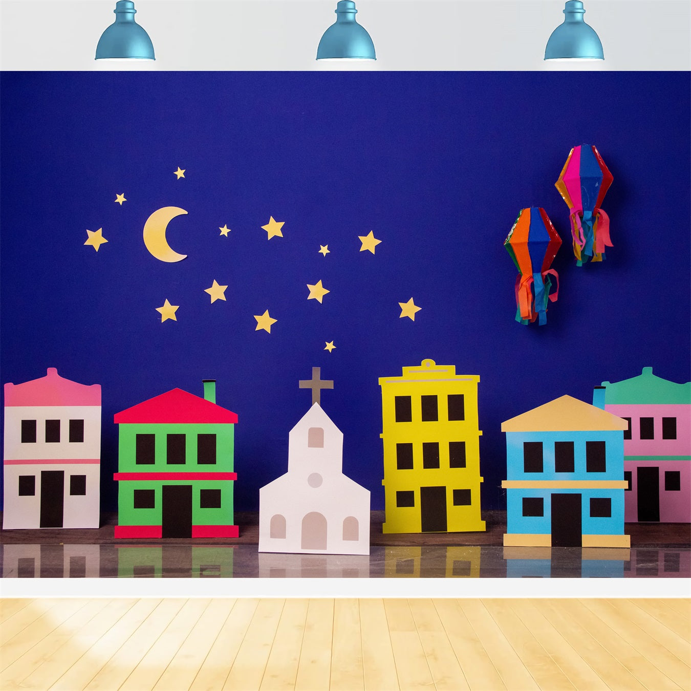Childrens Photo Backdrops Paper Village Starry Night Moon And Stars Backdrop UK By Magali