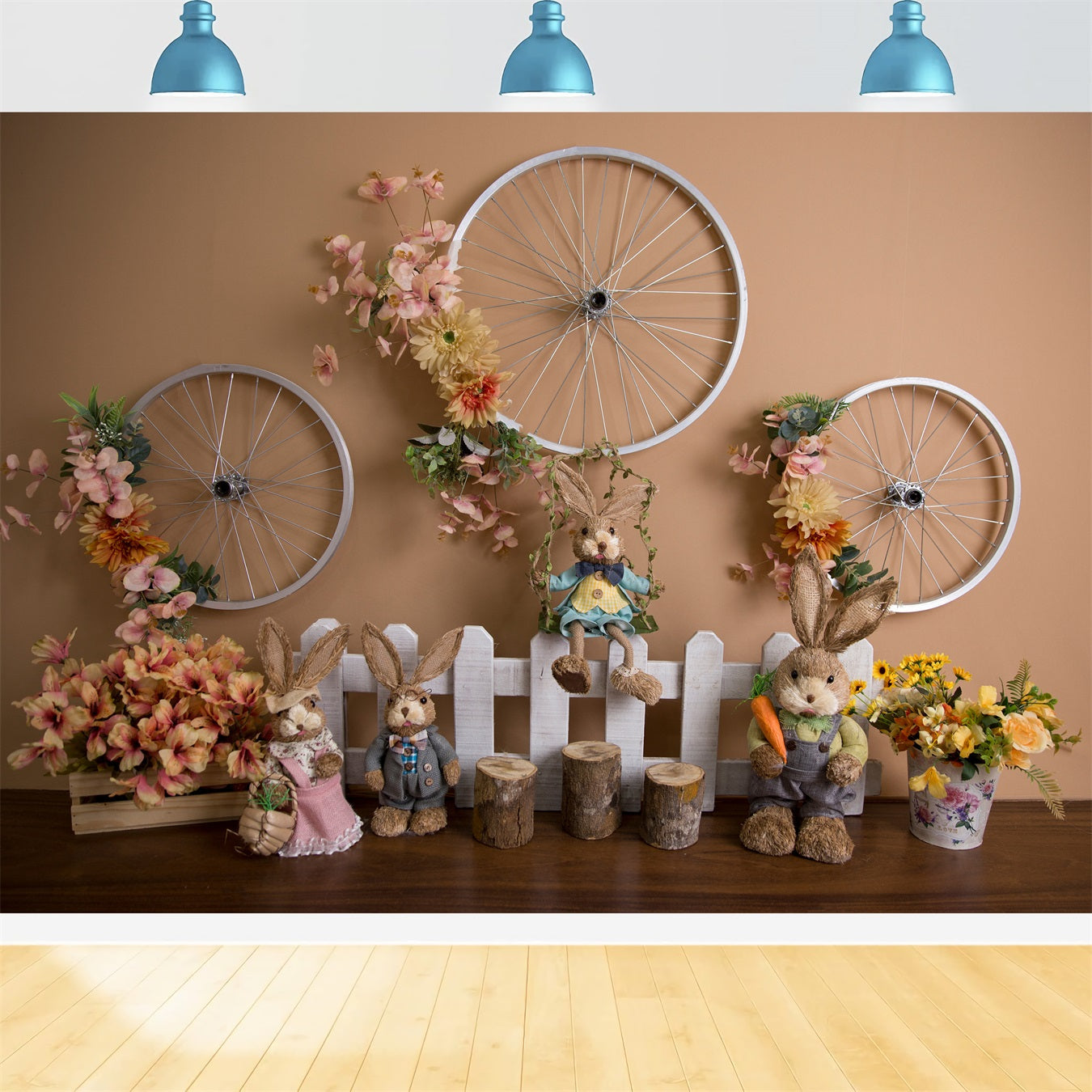 Newborn Photography Backdrop Vintage Bicycle Wheel Bunny Easter Backdrop Ideas UK By Magali